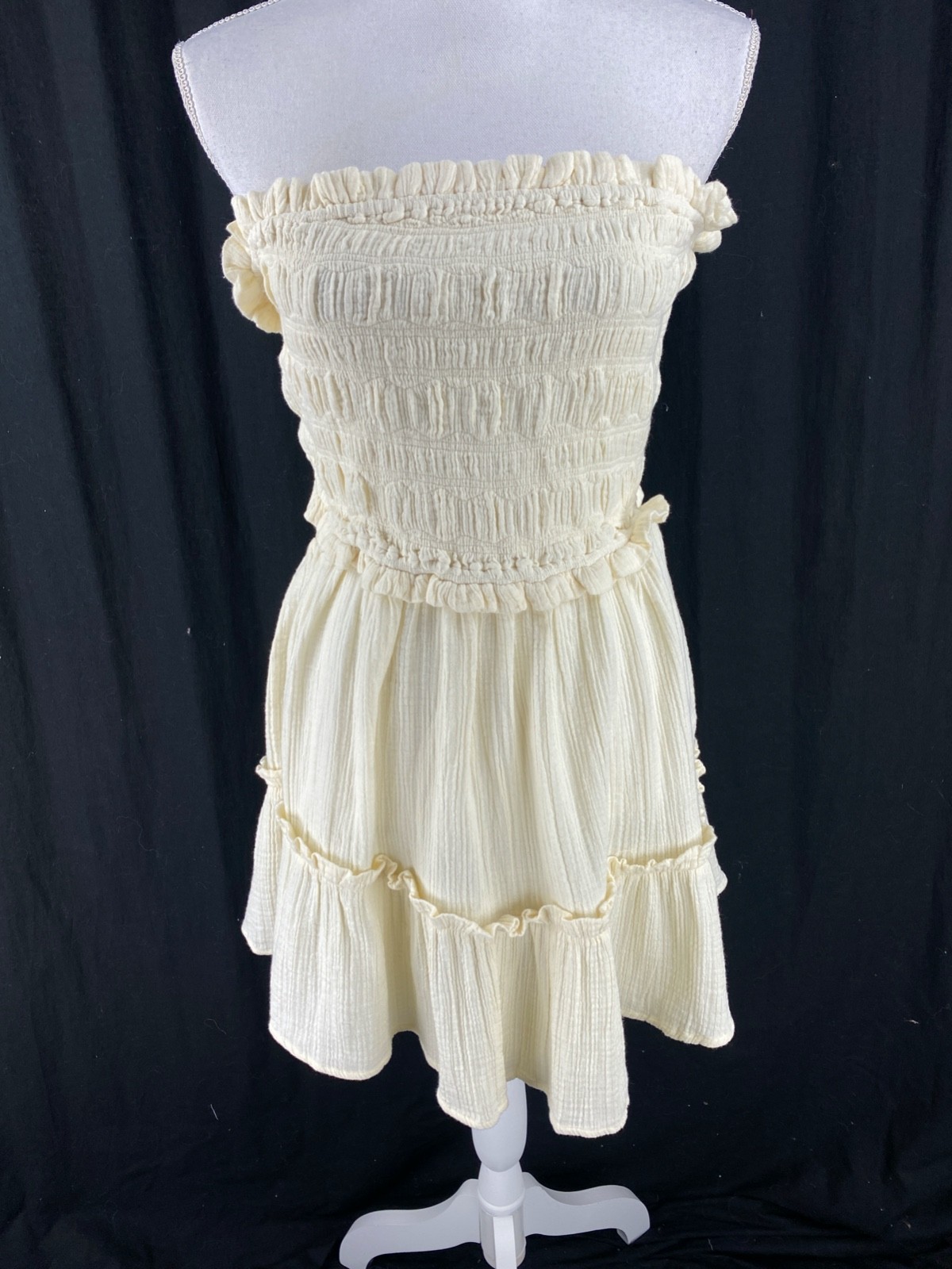 Sea New York Sophie Solid Strapless Smocked Cover Up Bodice Dress Womens M Cream