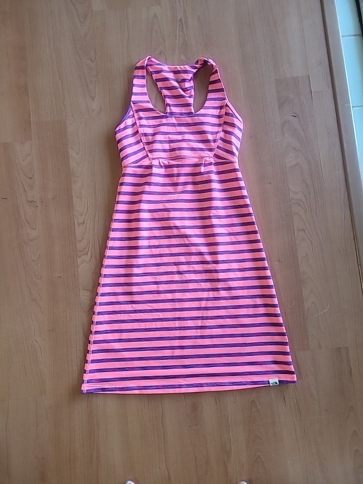 The North Face Striped Sleeveless Racerback Dress Womens M Pink Blue Athleisure