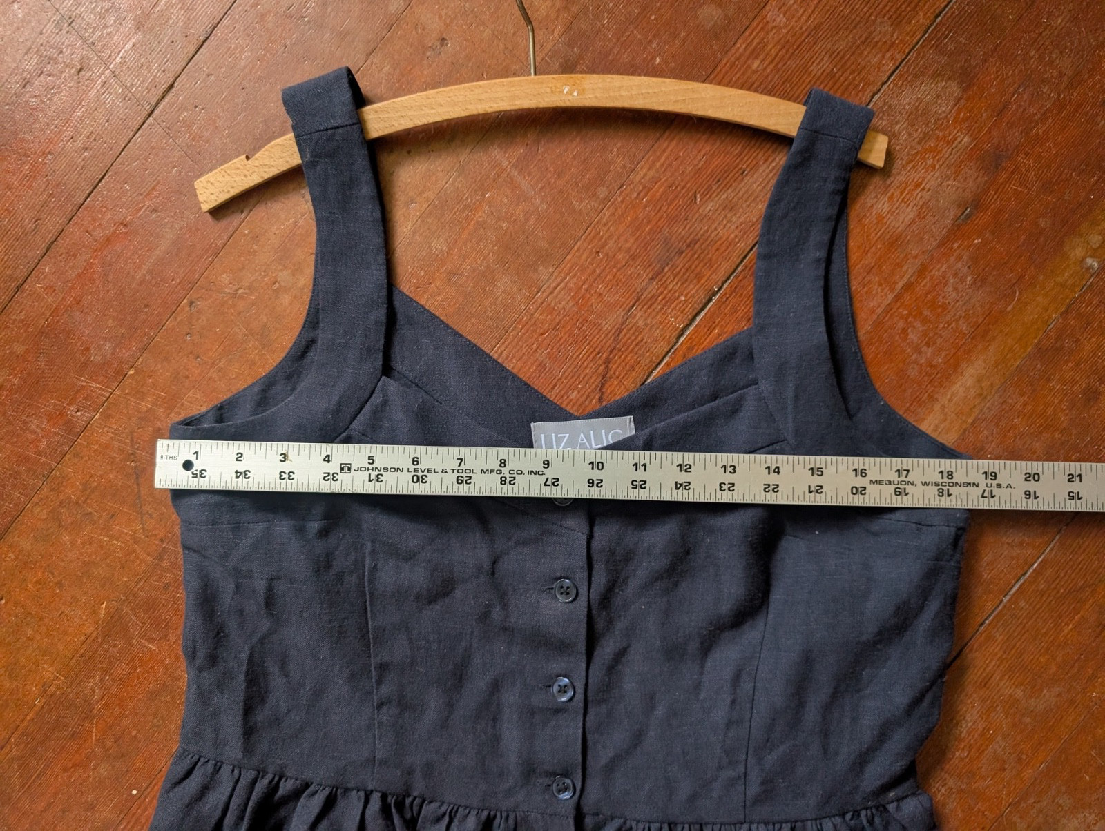 Liz Alig Mia Linen Dress in Navy. Size L