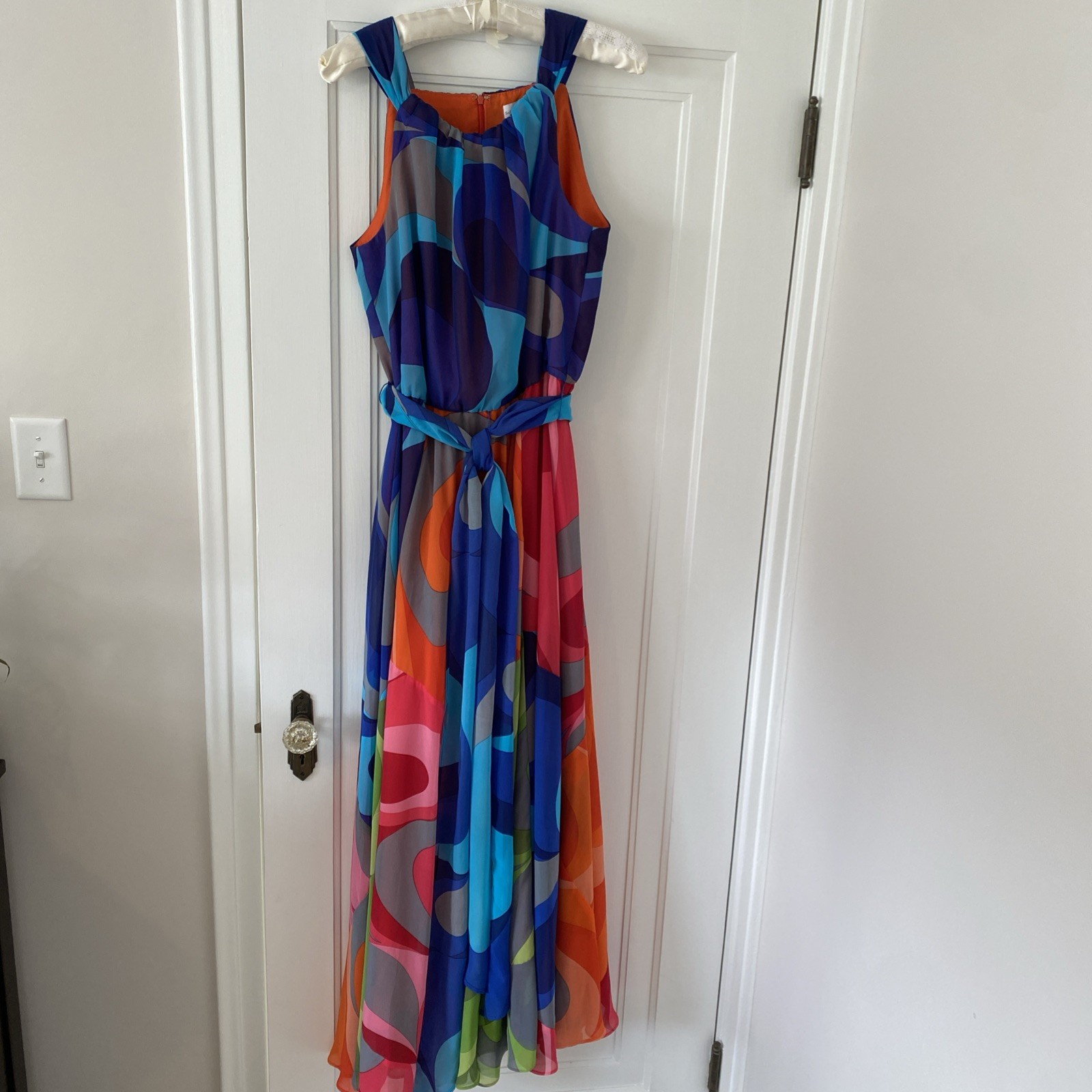 Soft Surroundings Carnivale, Abstract ,Mod, 60’s Inspired, Cruise Maxi Dress L