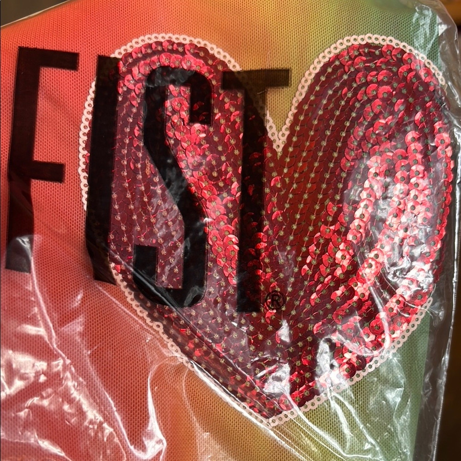 NEW! Iron Fist Somewhere Rainbow Sheer Mesh Mini Dress Sequin Heart LARGE Pride
