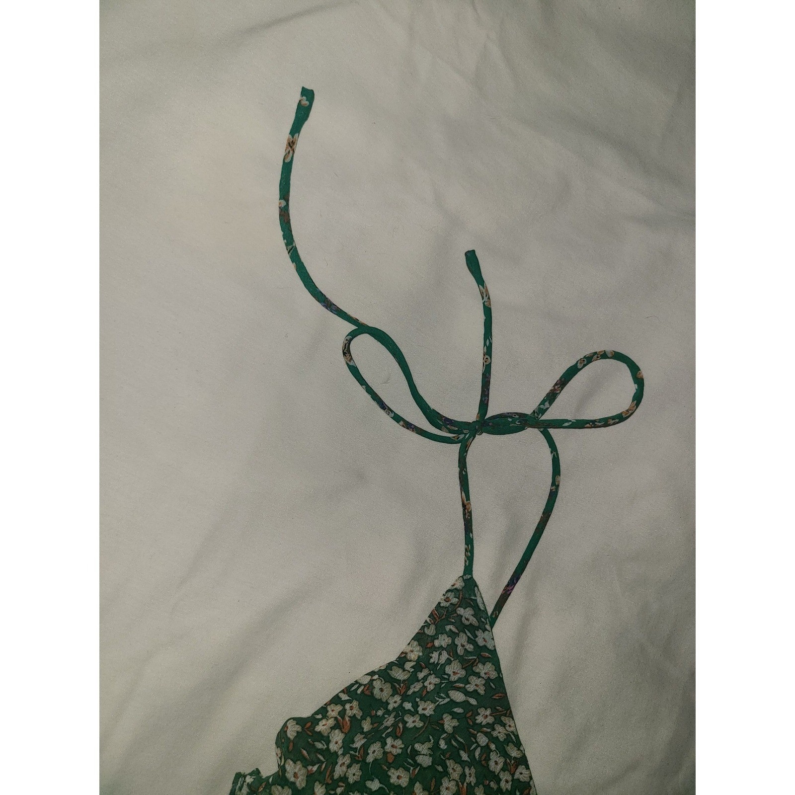 ASTR The Label Green Floral Ruffle Mini Dress Tie Strap Womens Large