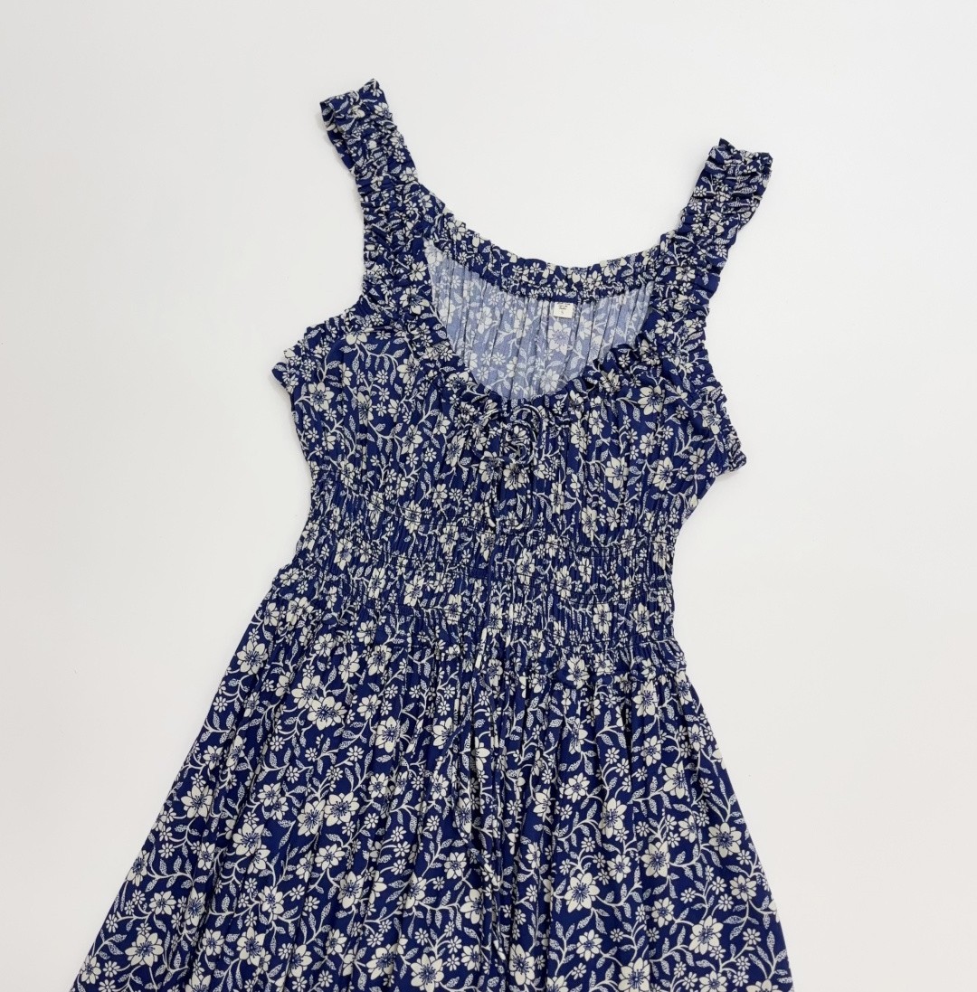 Women Doen Cotton Blend Floral Sleeveless A-line Midi Dress