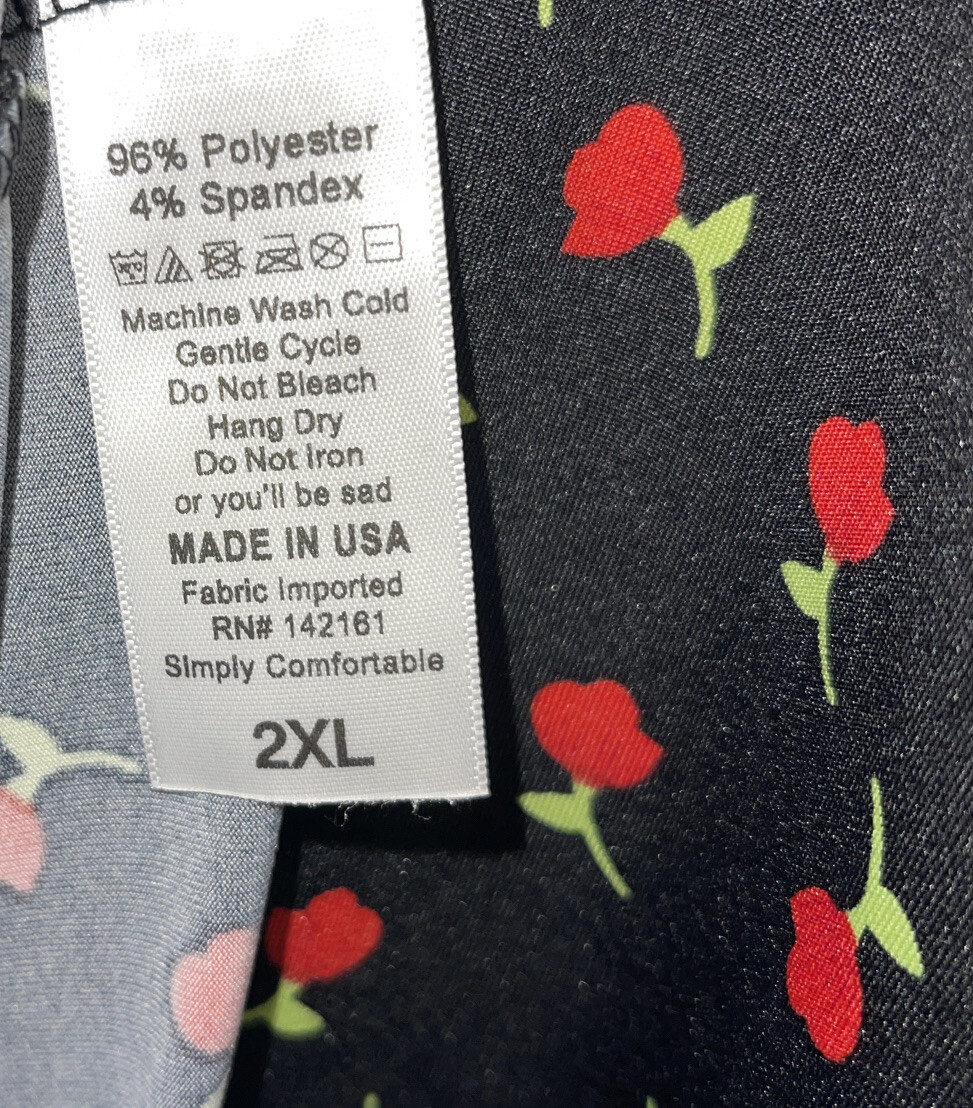 NWT LuLaRoe 2XL Black Red Green Floral Maria Slinky Fabric Long Maxi Dress