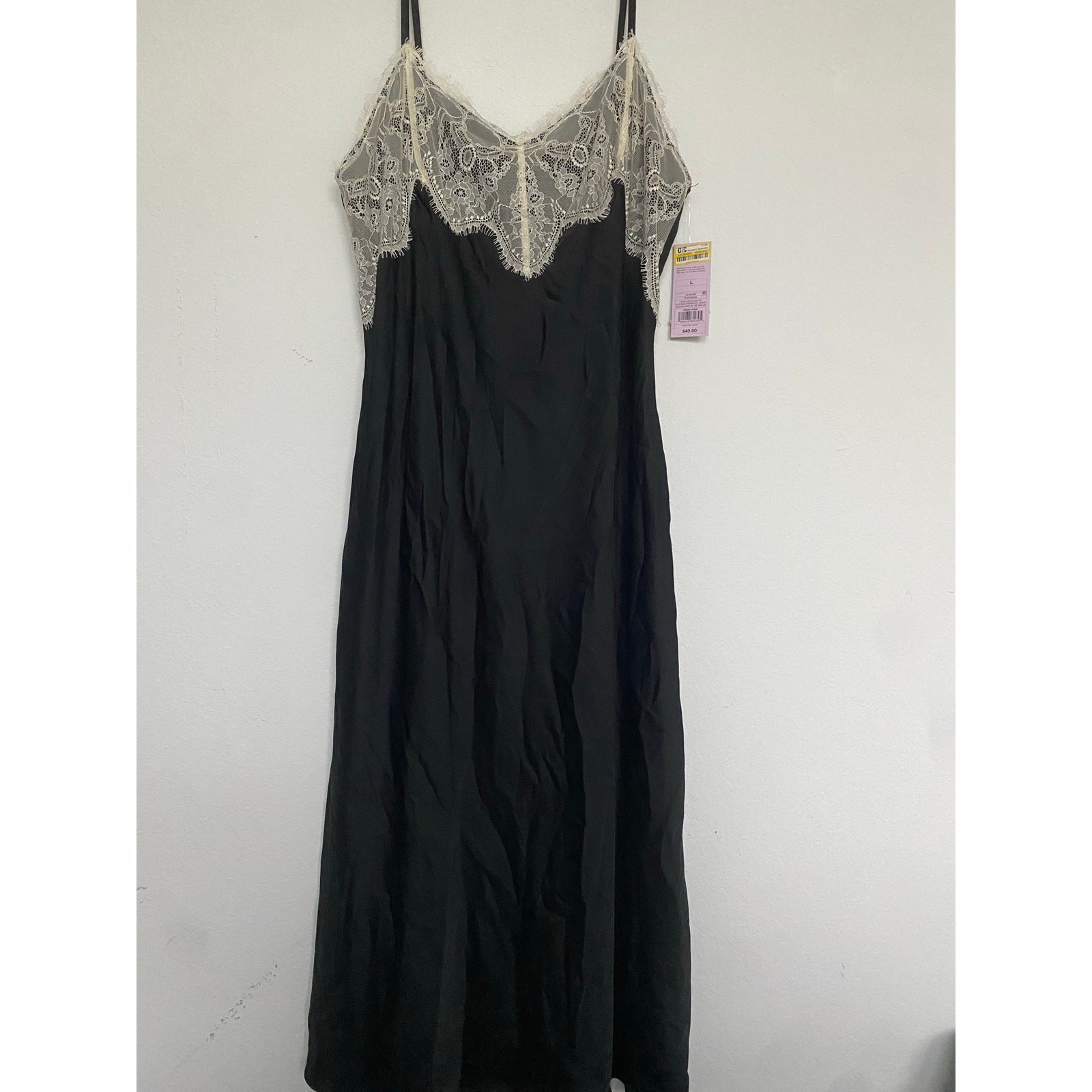 Wild Fable Sleeveless Lace Trim Satin Midi Slip Dress. M, NWT