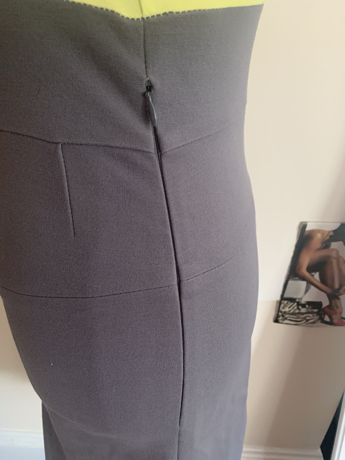 Theory Marisca Colorblock Sheath Dress 0 Yellow/Gray Sleeveless Zip 90376617