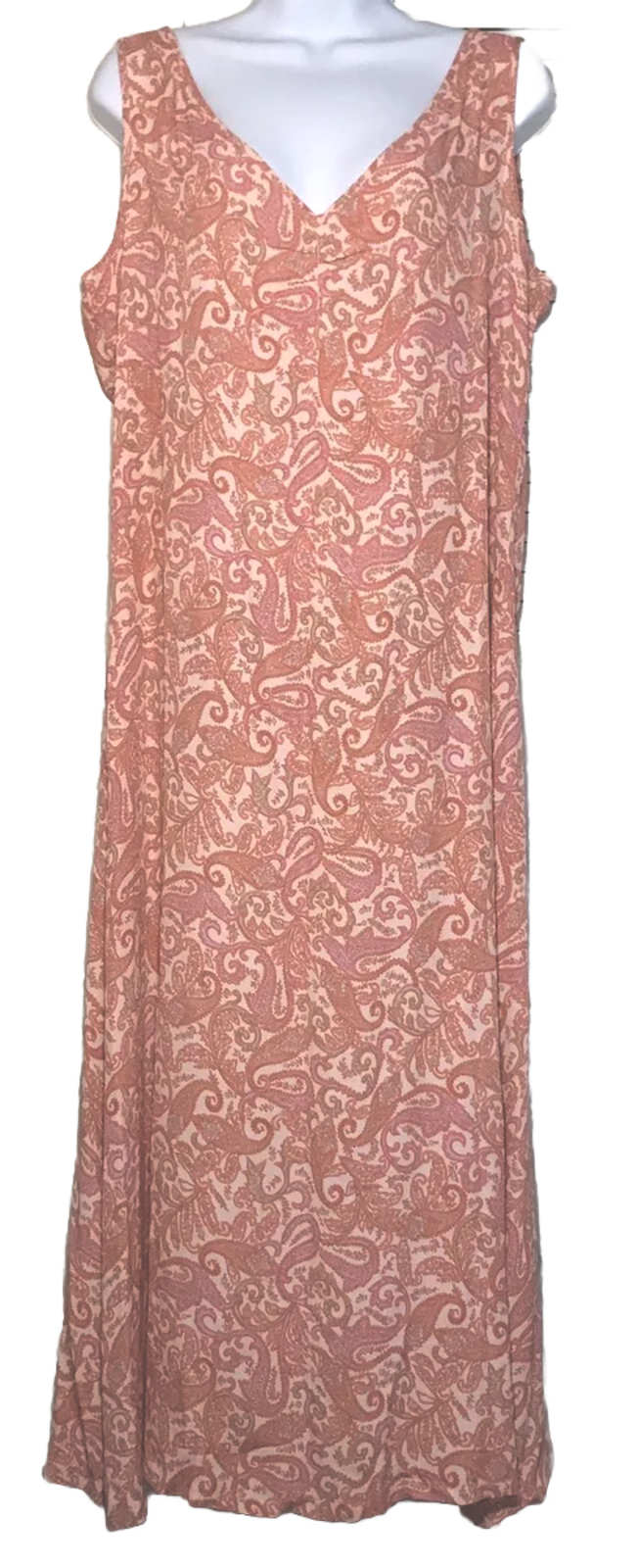 Womens Old Navy Sleeveless Dress Size 12 Maxi Dress Coral Paisley Print