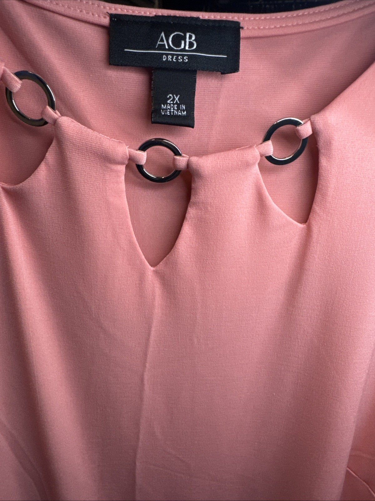 AGB Dress Womens 2X Silver Detail Neck