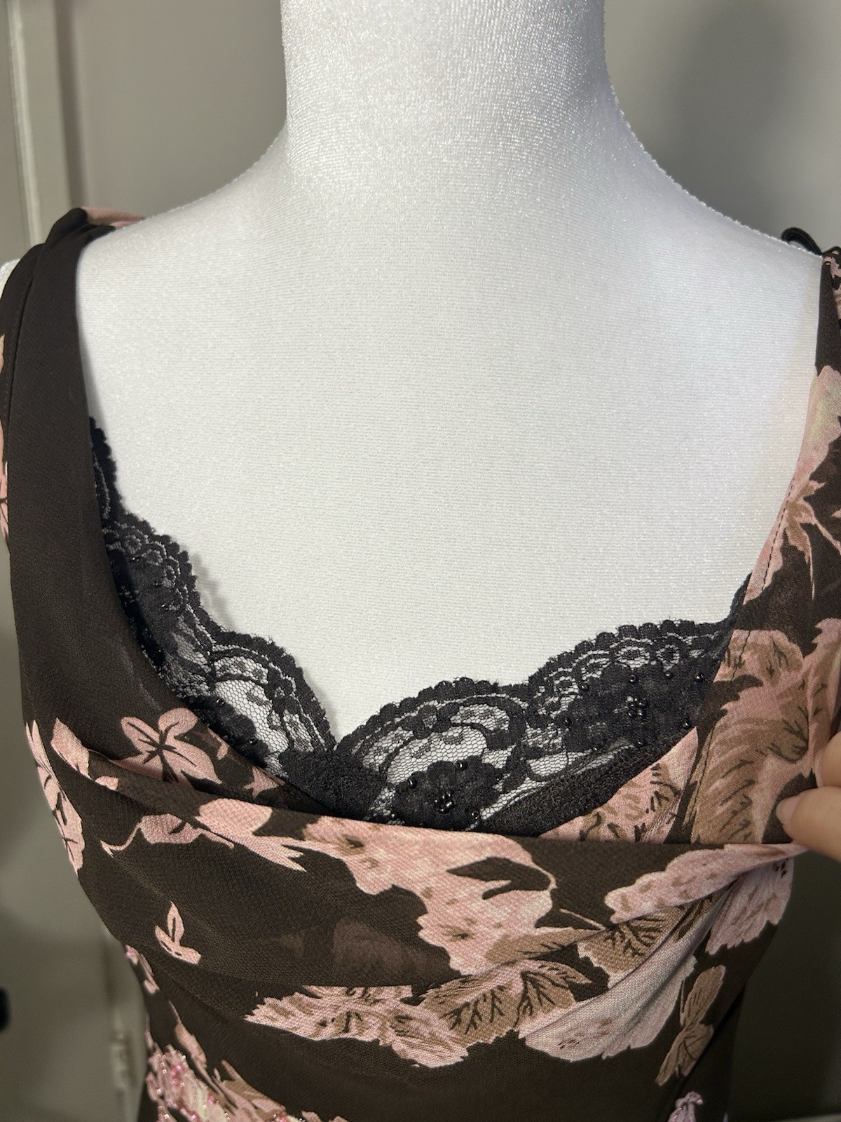 Dressbarn true vintage floral Slip Cowl neck Maxi Dress