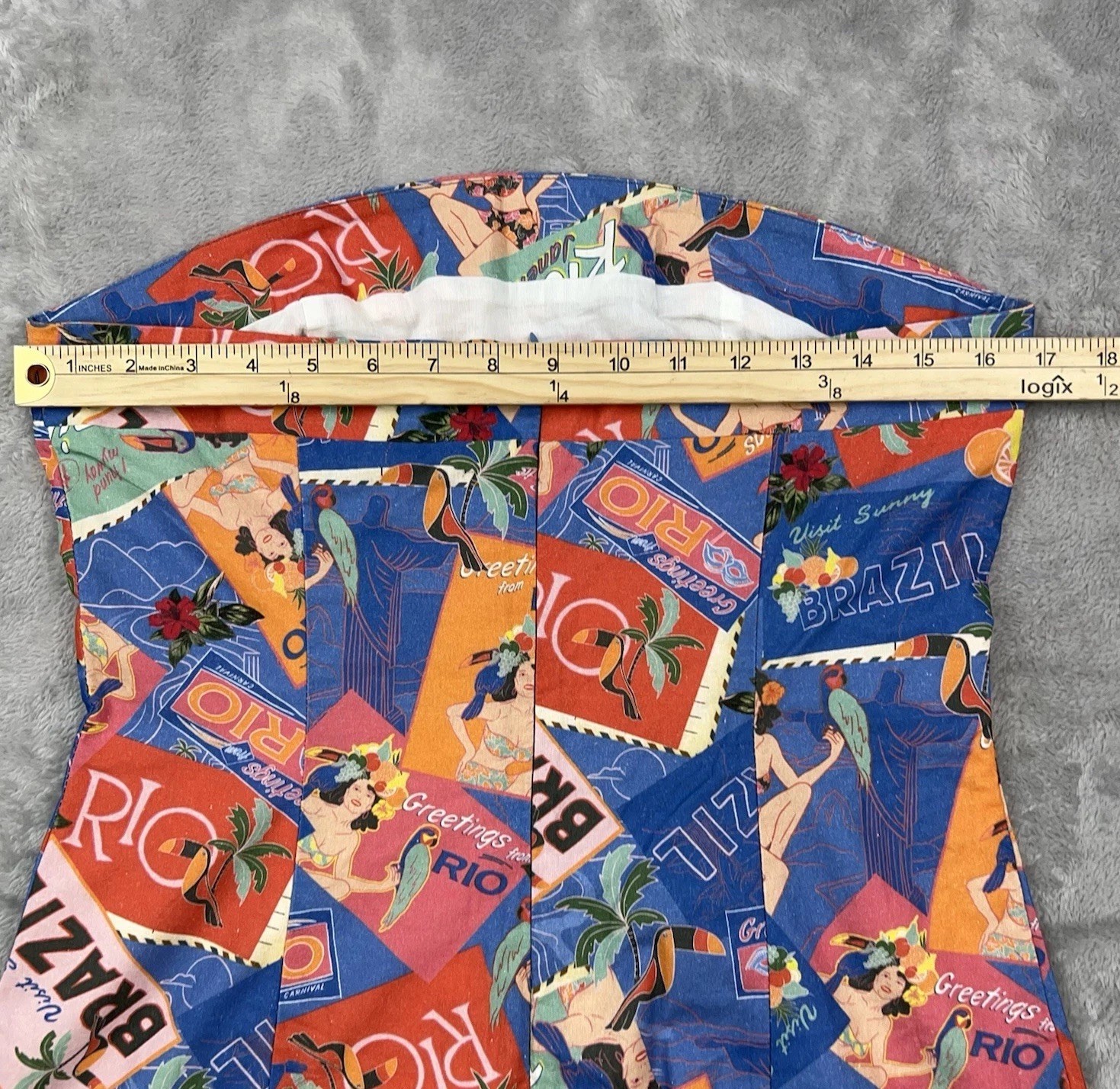 PEPPERMAYO Women’s 8 Strapless Dress Linen Blend Mini Tropical Rio Travel Beach