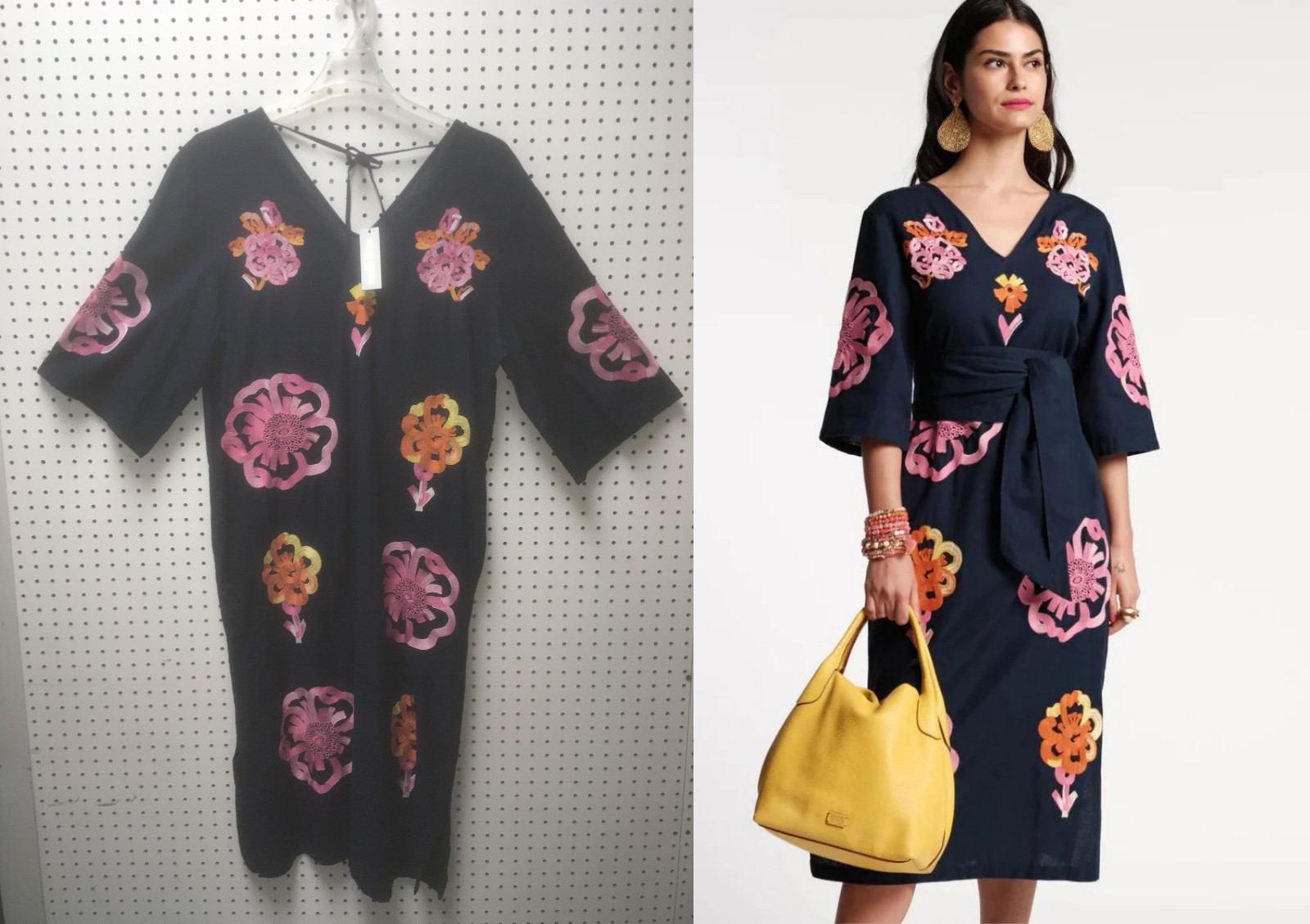 NWT FRANCES VALENTINE emi embroidered dress in graphic gerbera caftan robe XL