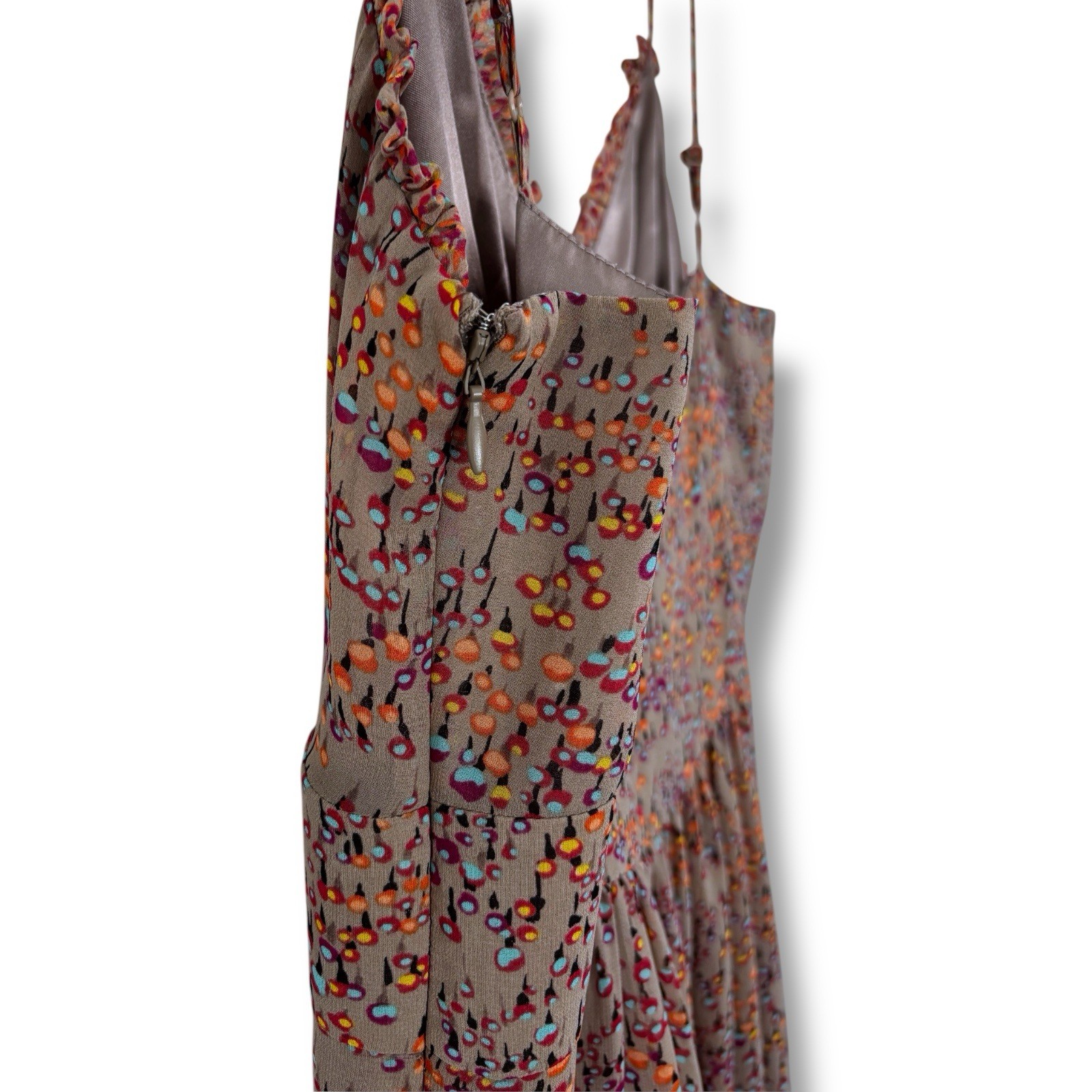 Vtg Kensie Maxi Slip Dress Womens M Boho Y2K Western Cottage Ruffle Lined Flowy