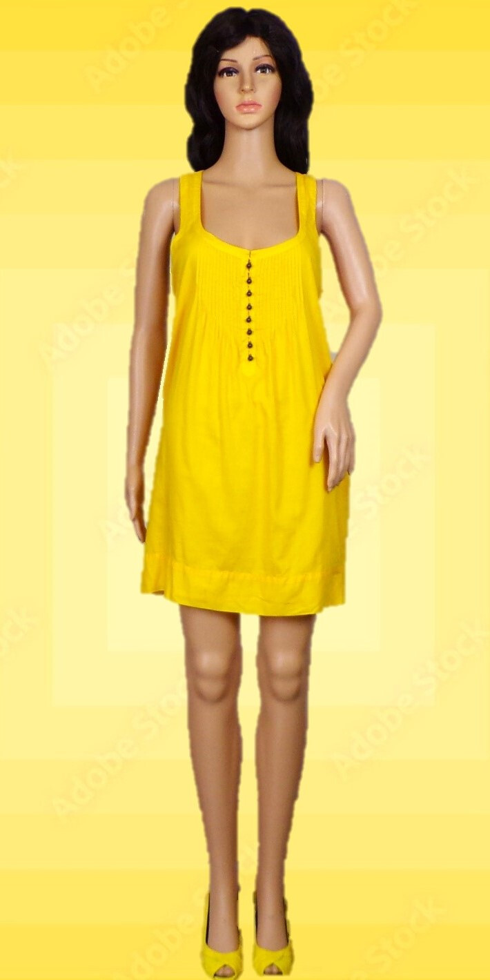 JESSICA SIMPSON size S yellow sleeveless A-line dress 100% cotton dry clean only