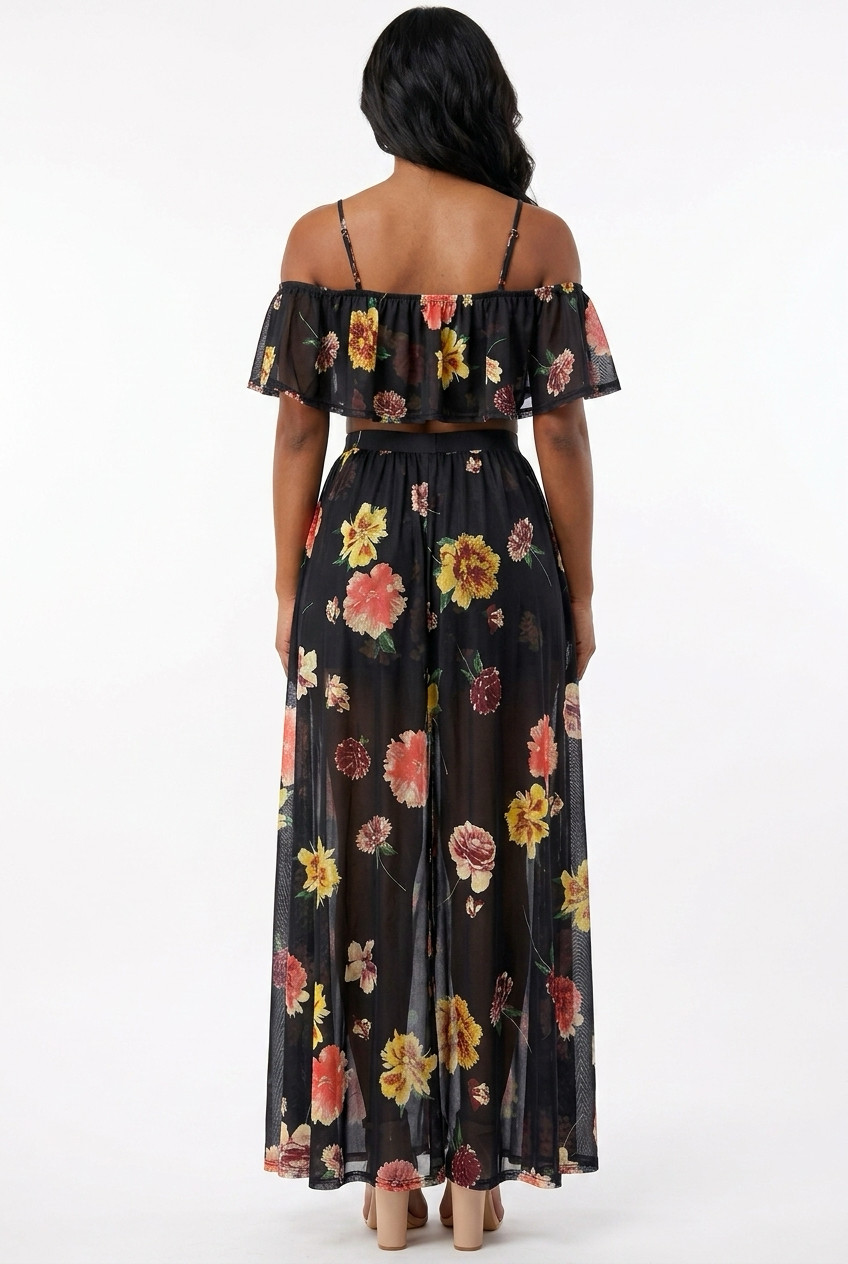 Crop Top & Skirt Shorts Floral 2 Piece Set