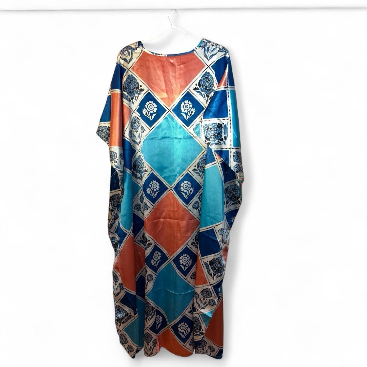 Goddess by Winlar Satin Caftan Kaftan Dress One Size Blue Cora