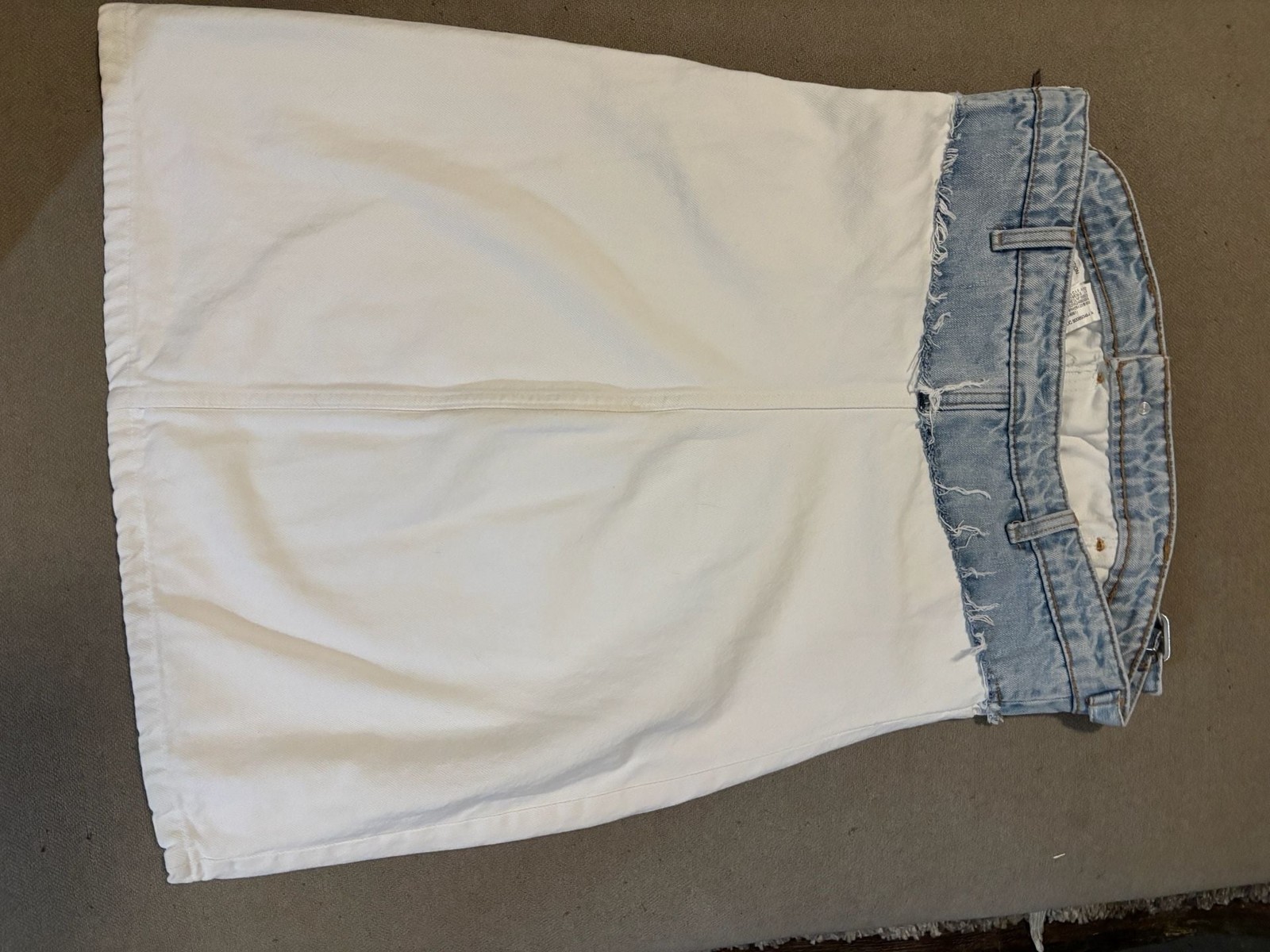 Zara Strapless Two-Tone Denim Mini Dress White and Blue