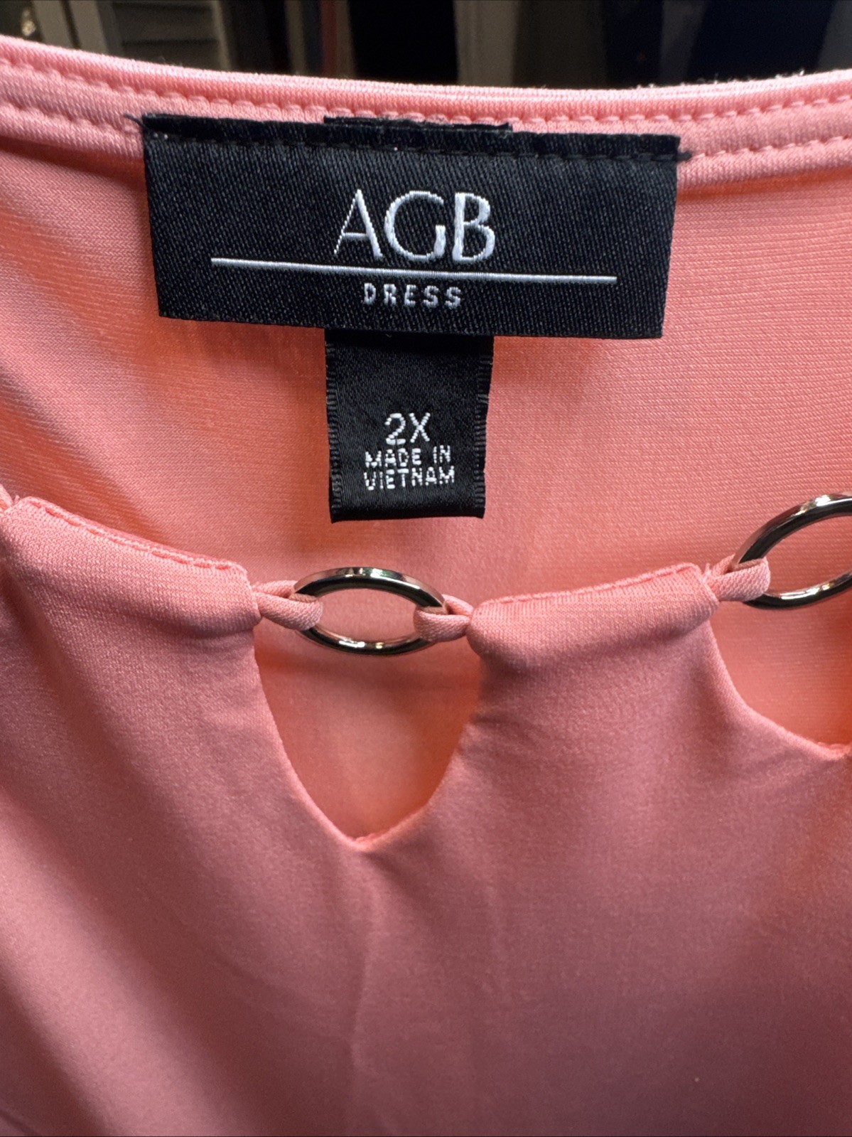 AGB Dress Womens 2X Silver Detail Neck