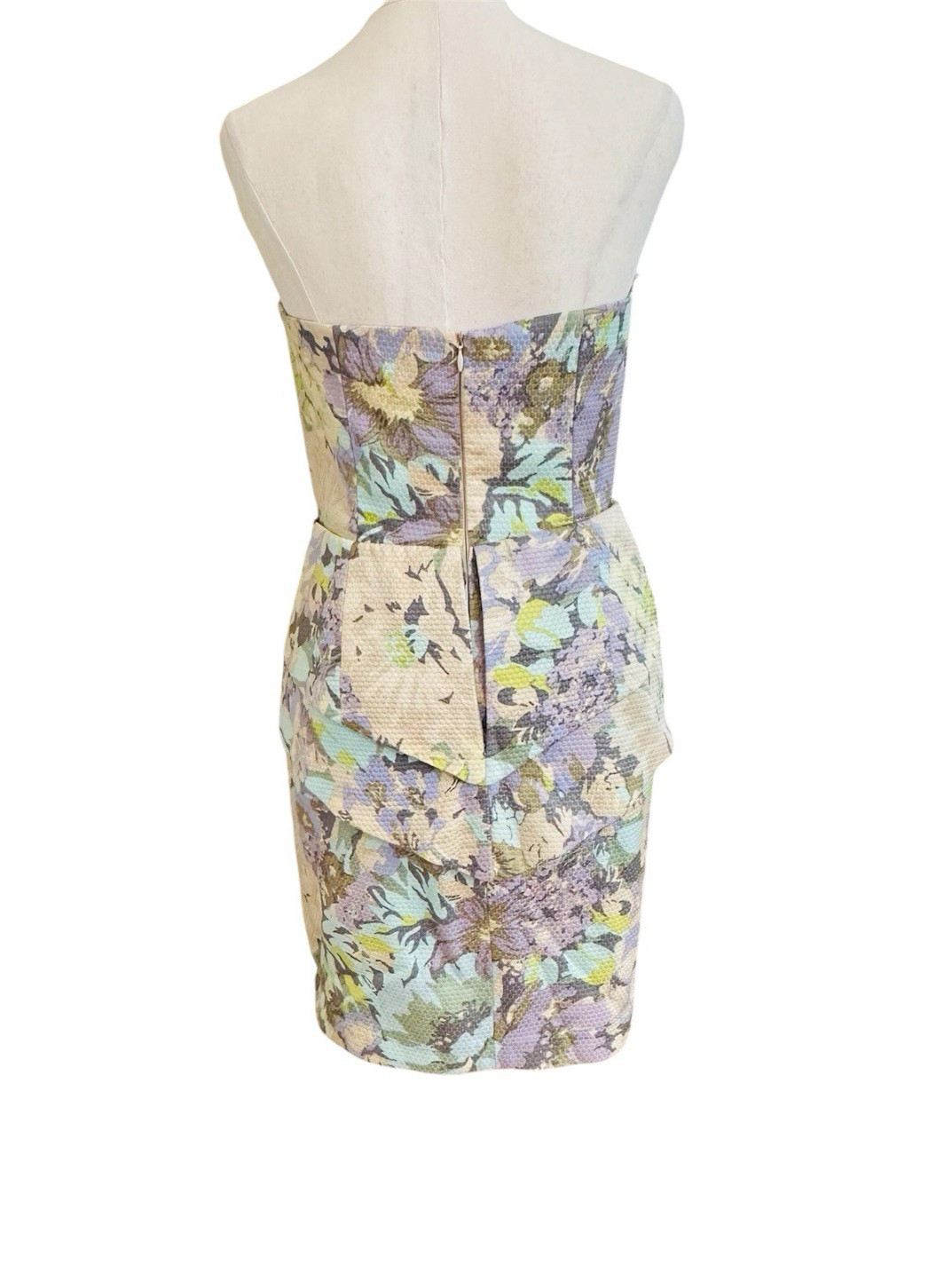 Zimmermann Strapless Peplum Dress Size AU/UK 1 US 00 Mini Pastel Floral Silk