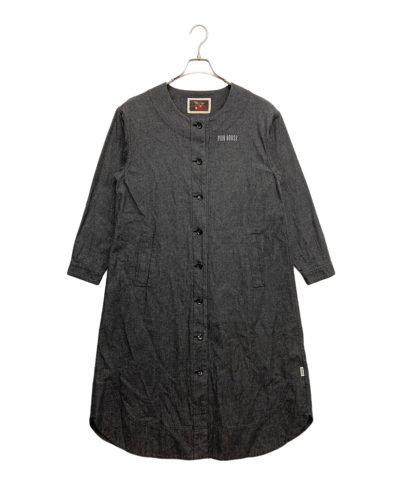PINK HOUSE Logo Embroidered Denim Dress/ Gray/ Size: None