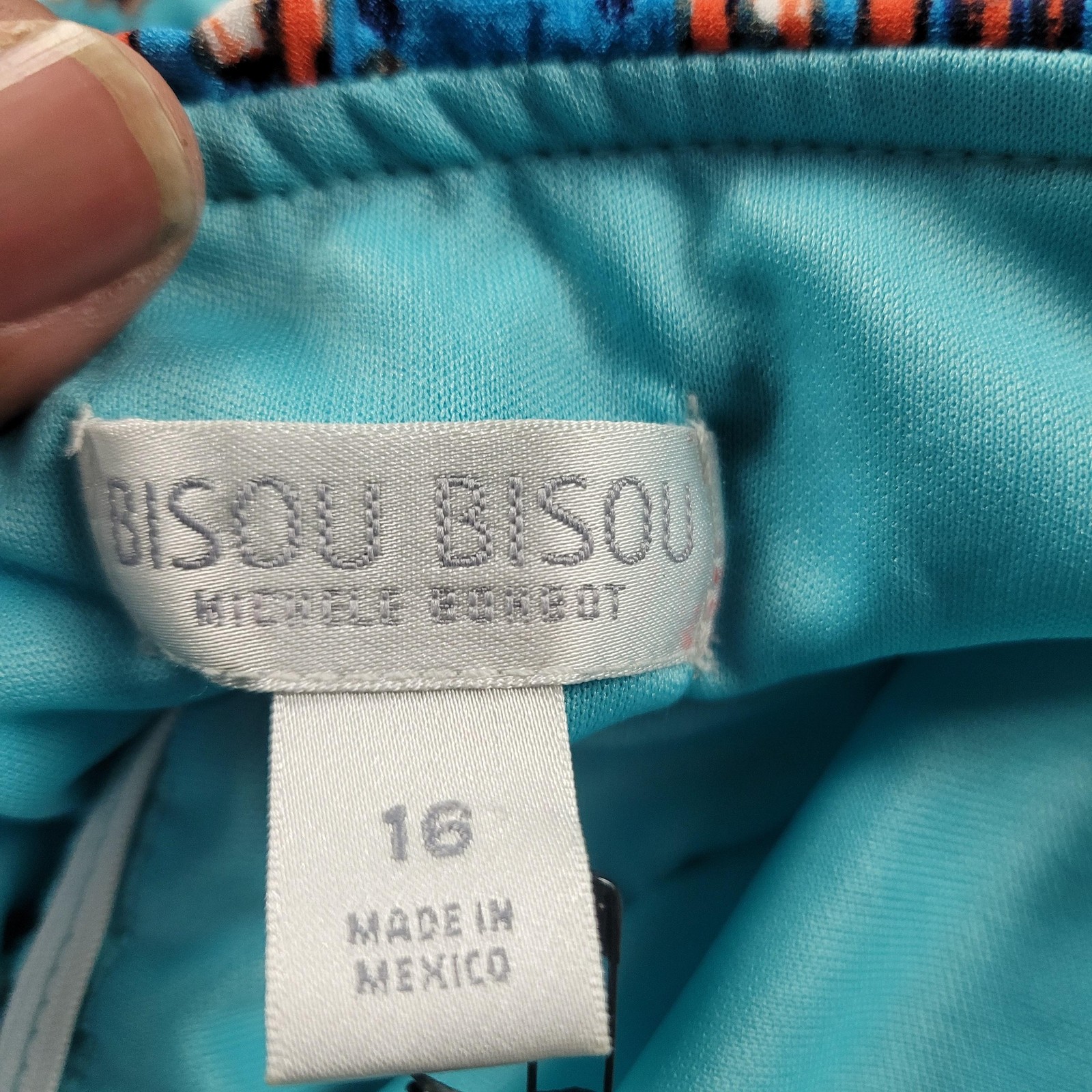 Bisou Bisou Dress Womens 16 Blue Red Ikat Maxi Strapless Boho Michele Bohbot