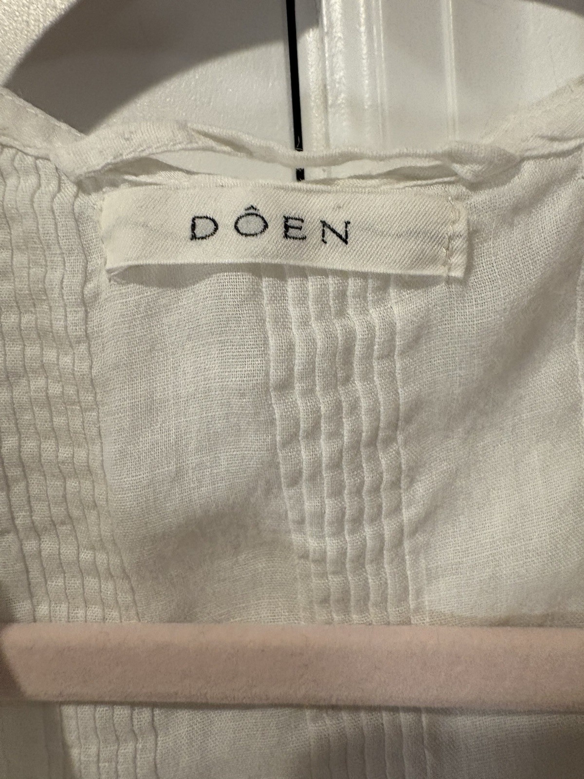 Doen Piper White Ruffle Mini Dress Ramie