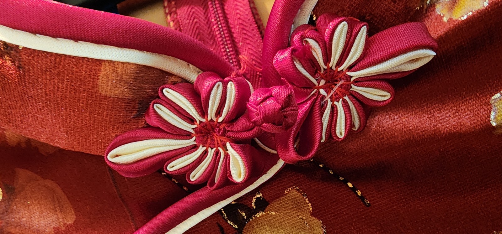 Women’s Red Floral Velvet Look Chinese
