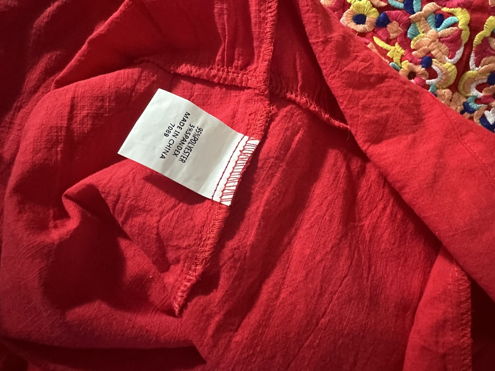 Kirundo Embroidered Boho Mini Dress Red Pom Pom Flutter Sleeve Ruffle Hem Size L