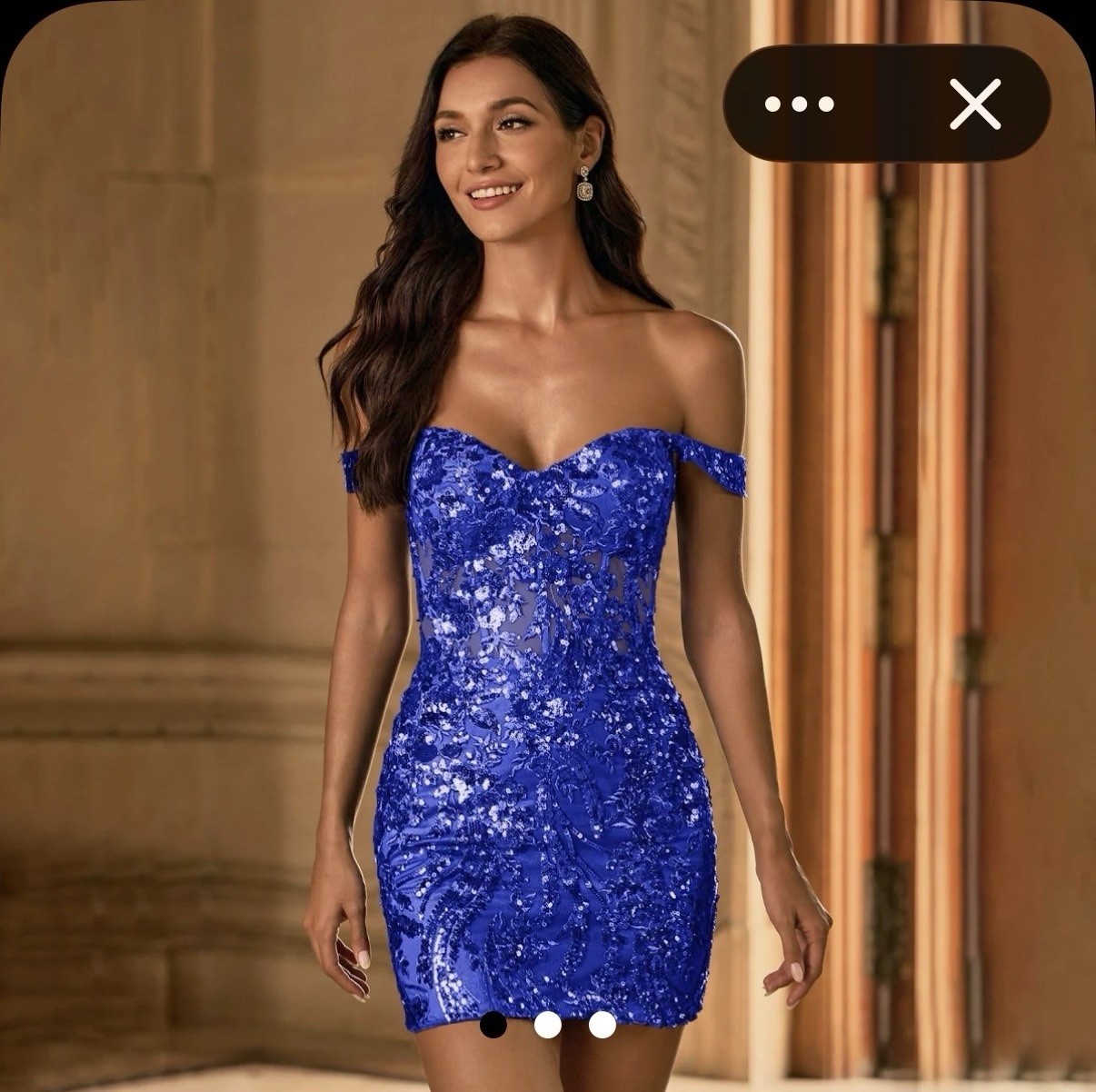 Blue Sequin Tulle Off-Shoulder Sweetheart Bodycon Mini Dress Party Formal