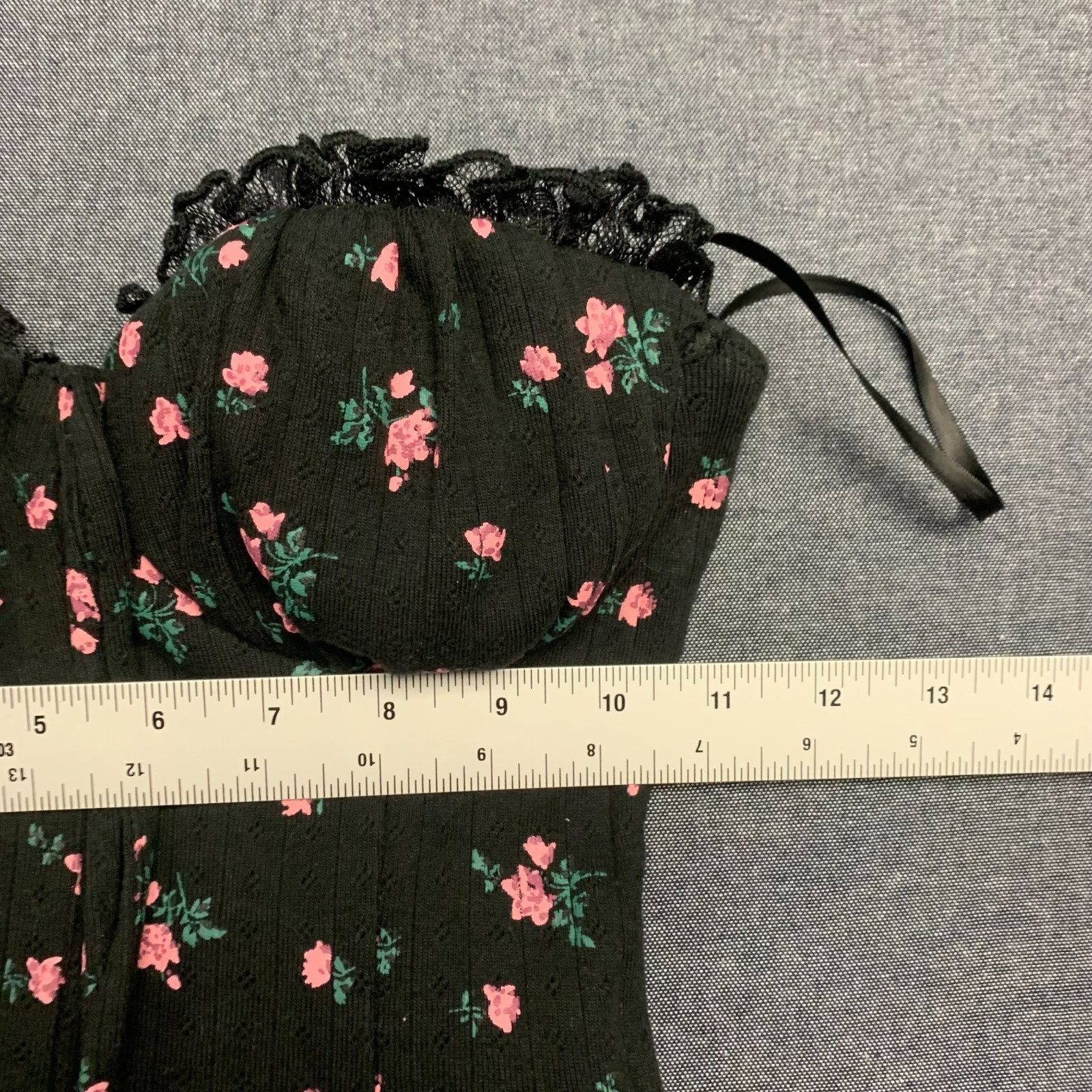 Windsor Women’s Dress Size S Black Pink Ditsy Floral Print Strapless Mini A-Line