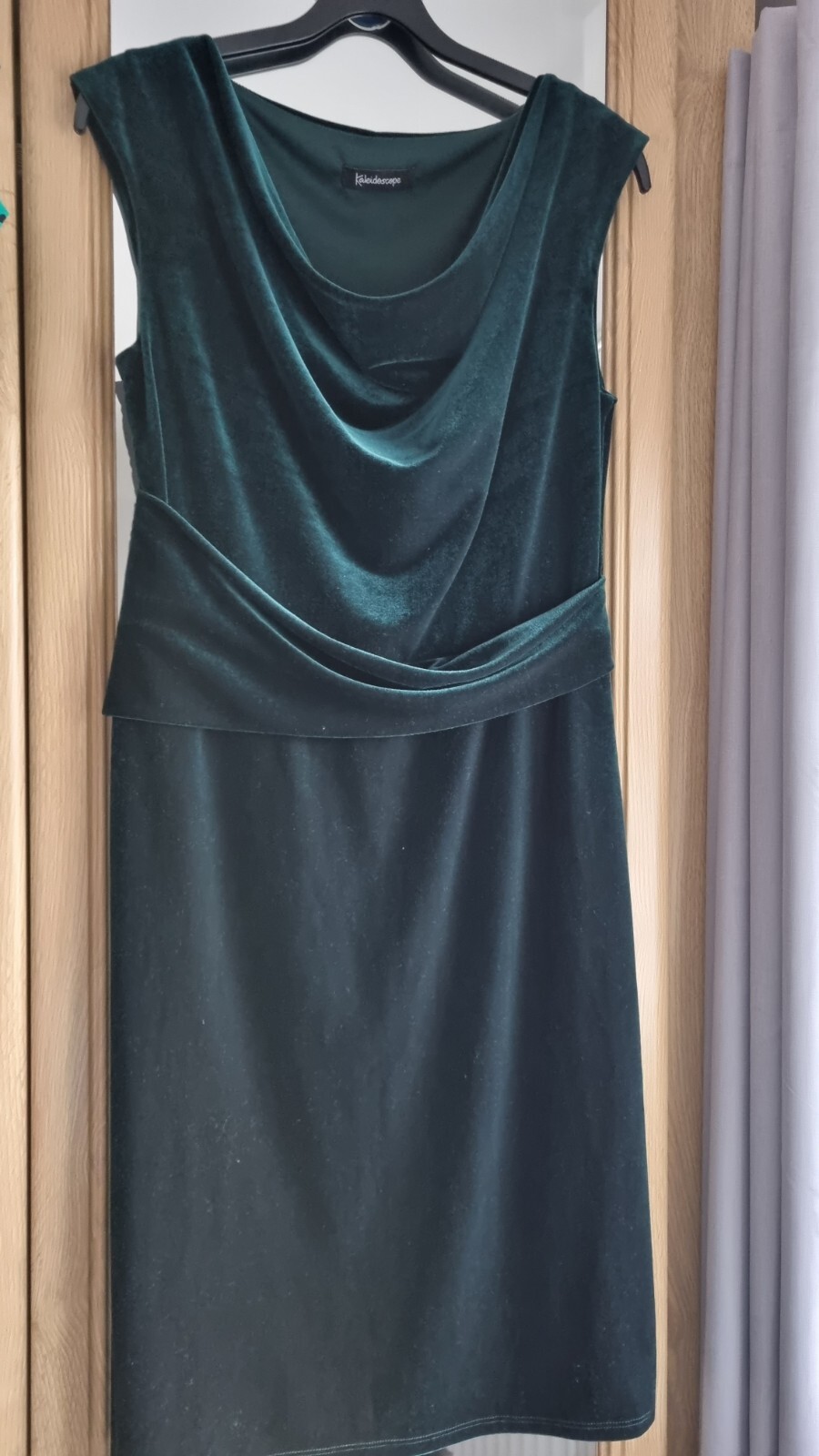 Womens Size 14 Bottle Green Velour Style Dress With Cowl Neck Ideal Christmas