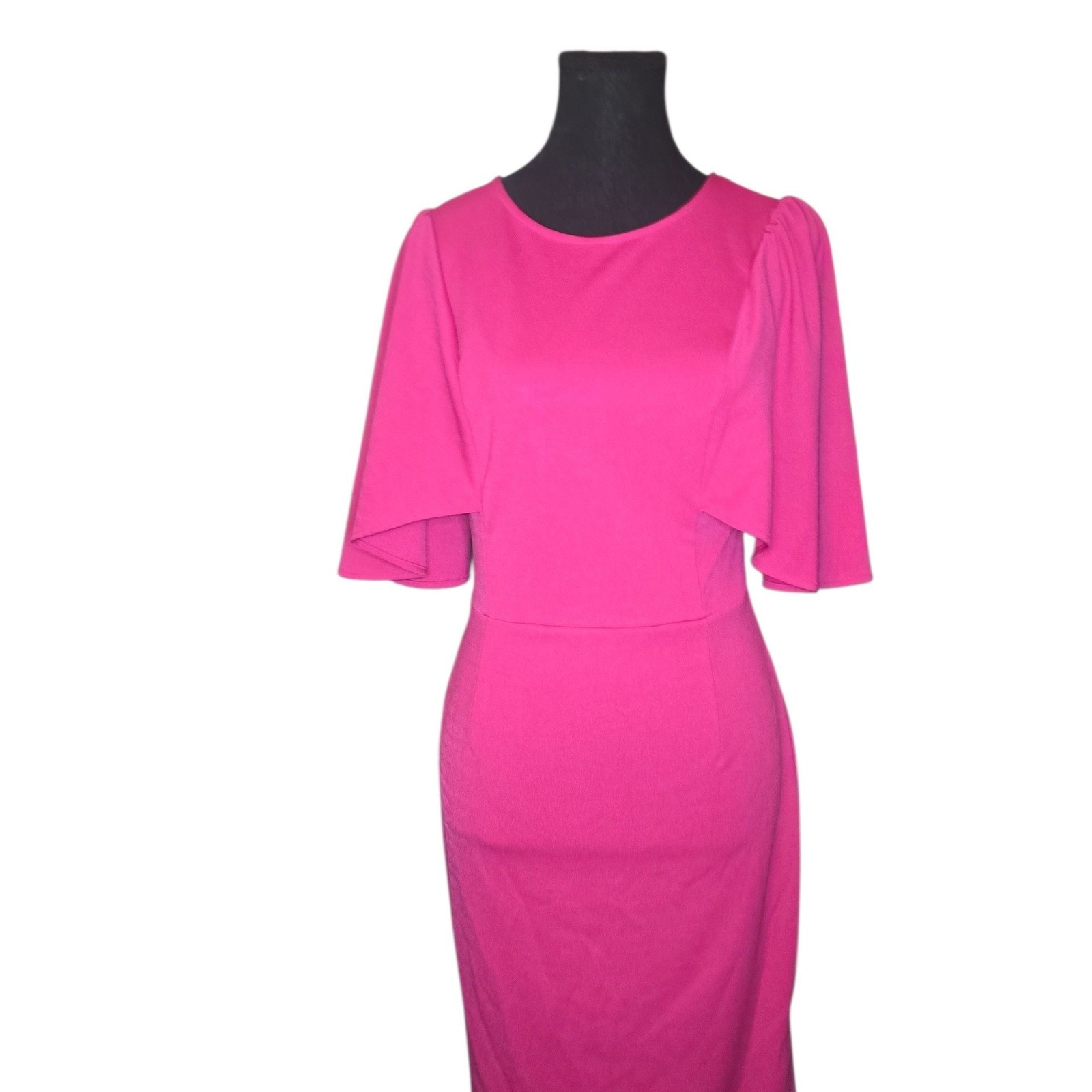 Grace Karin Women’s Magenta Flutter Sleeve Round Neck Midi Sheath Dress