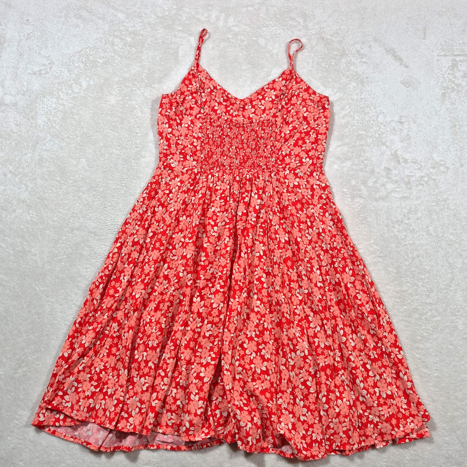 Gap Floral Sundress Women’s Small Orange White Fit & Flare Vacation Summer Boho