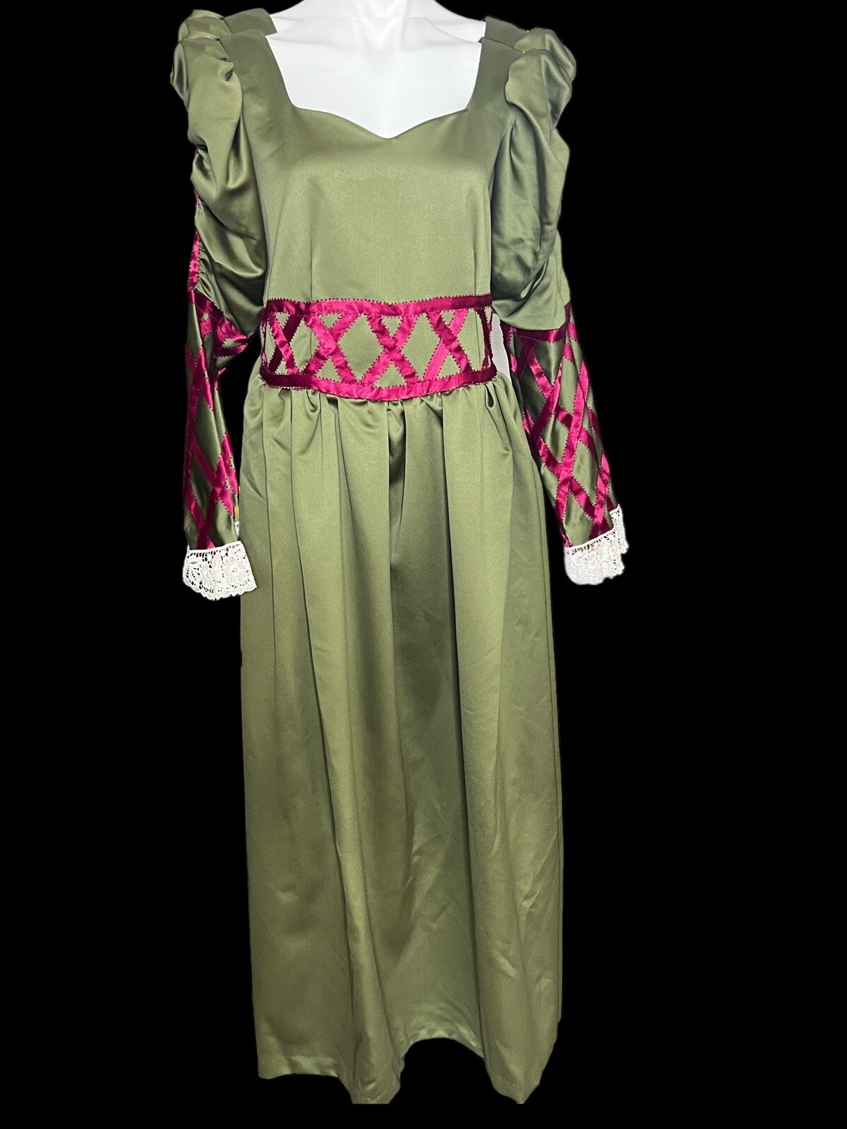 Renaissance Dress Medieval Gothic Victorian Long Green Burgundy Med/large