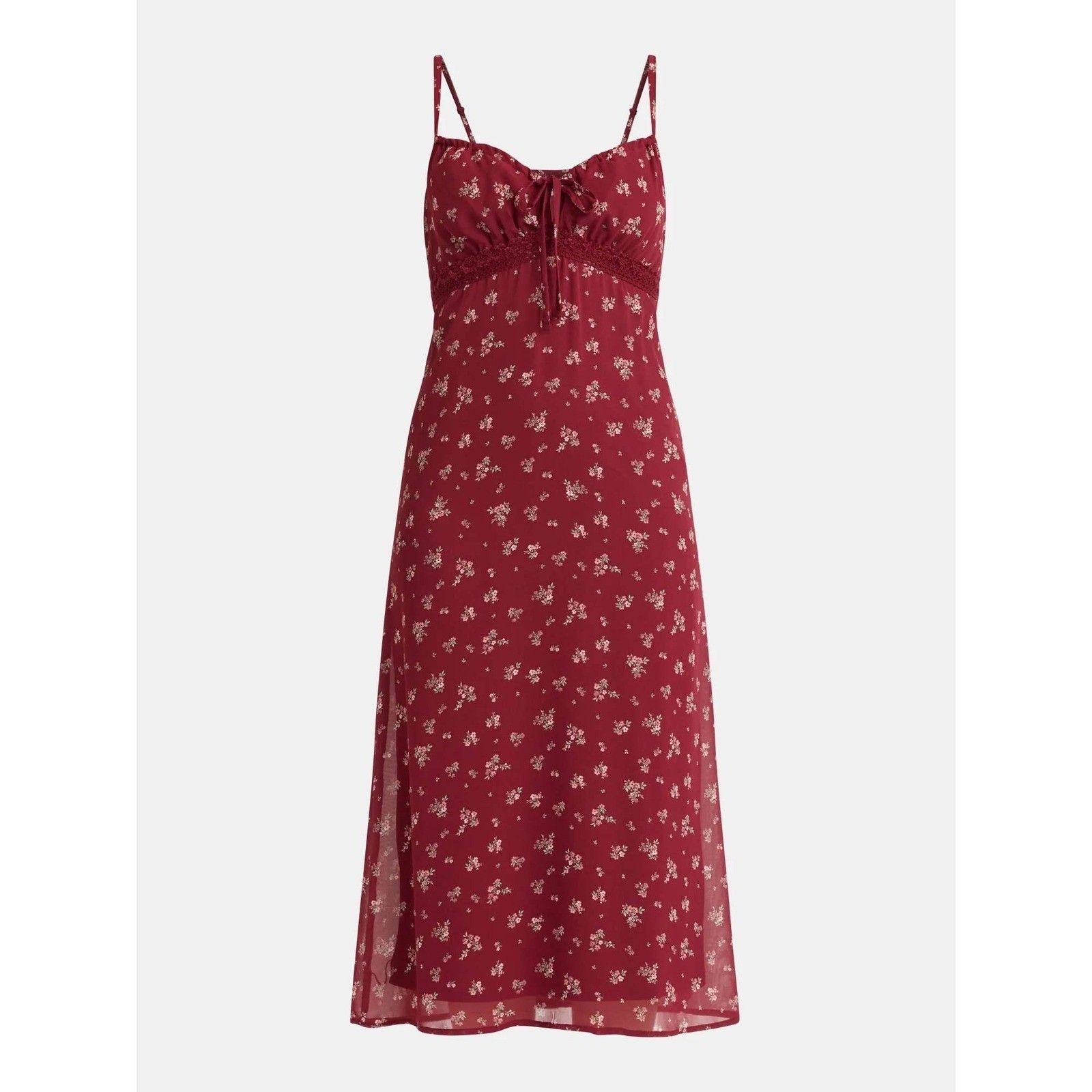 Dark Floral Babydoll Long Maxi Dress Sz S Merlot Burgundy Cottagecore Empire NWT
