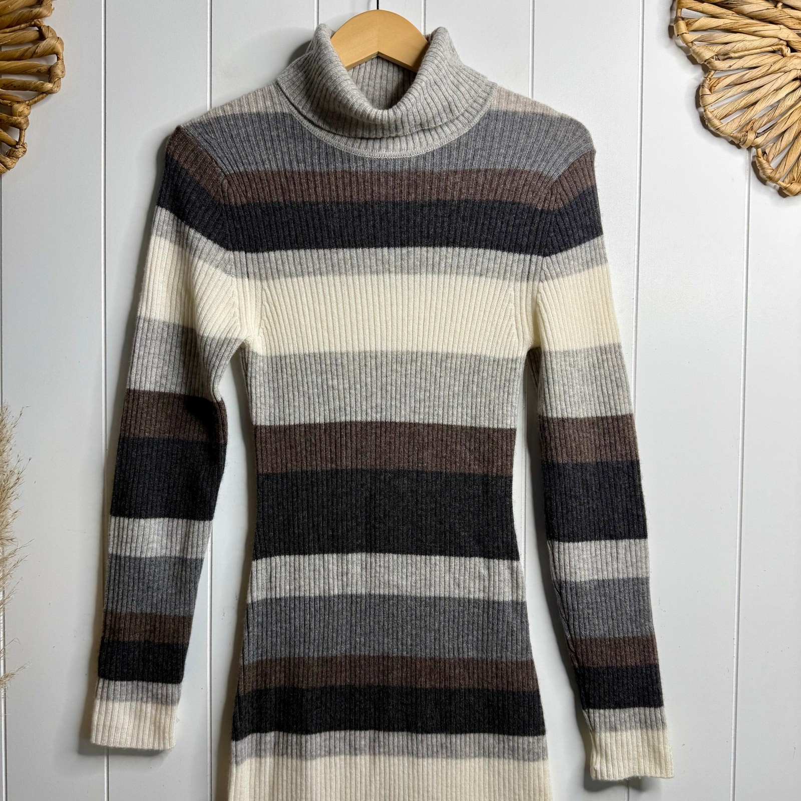 Charter Club cashmere sweater dress midi turtleneck soft cozy ribbed Small