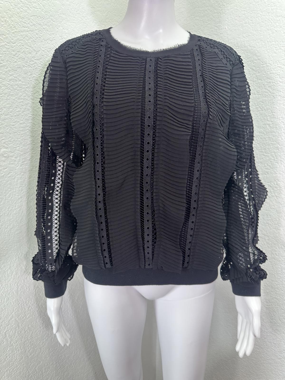 Womens Sz Small Daniel Rainn Black Augusta Lace Pleated Whimsigoth