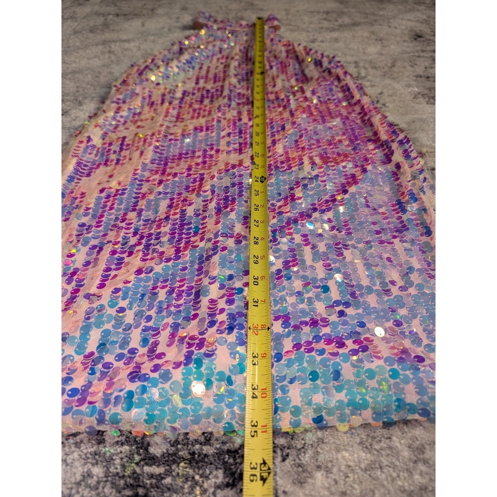 Altar’d State Opal Sequin Mini Dress L Halter High Neck Iridescent Mermaid Party