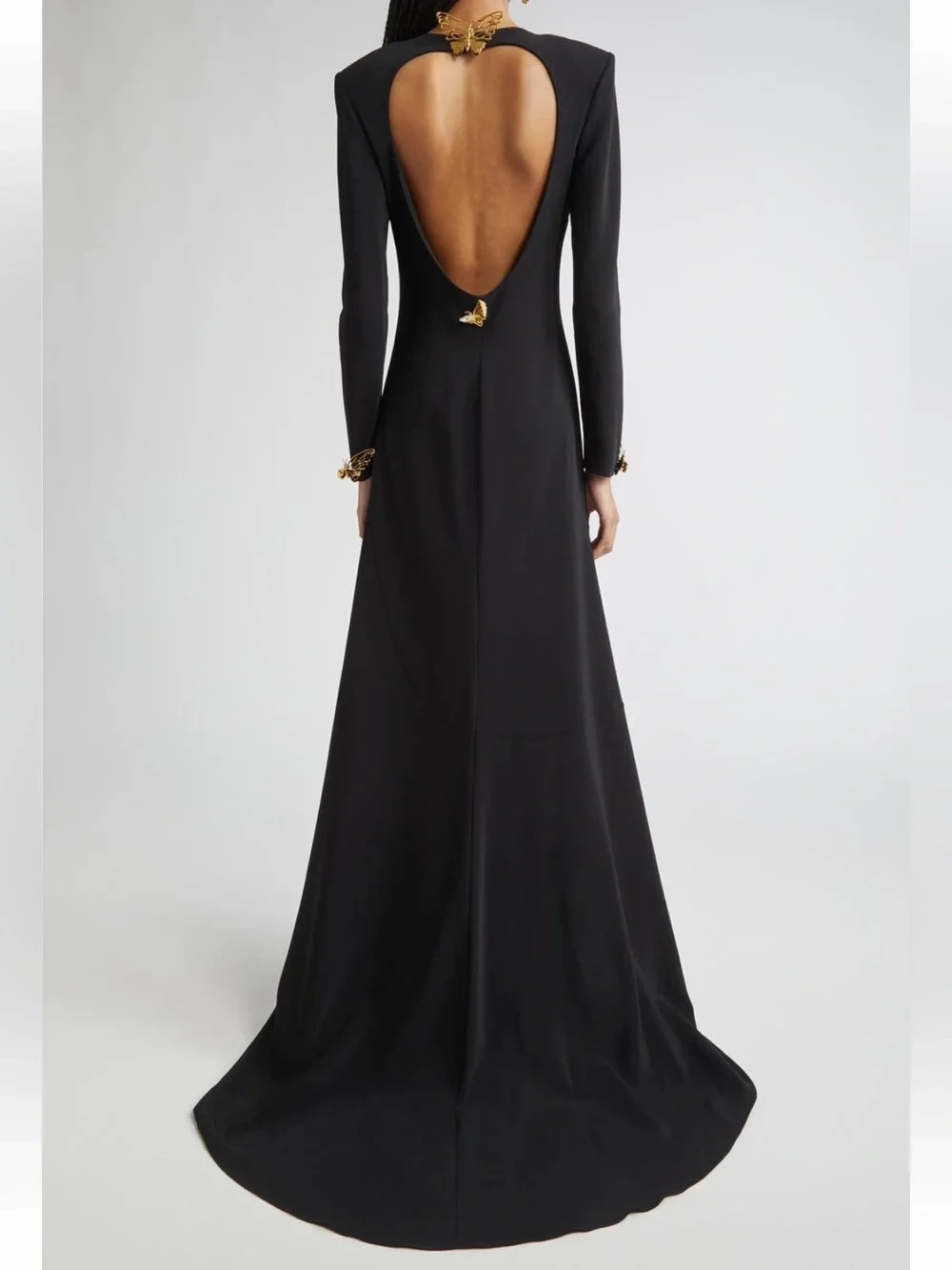 Oscar de la Renta Butterfly Detail Long Sleeve Open Back Gown, NWT, 10, 2950 $