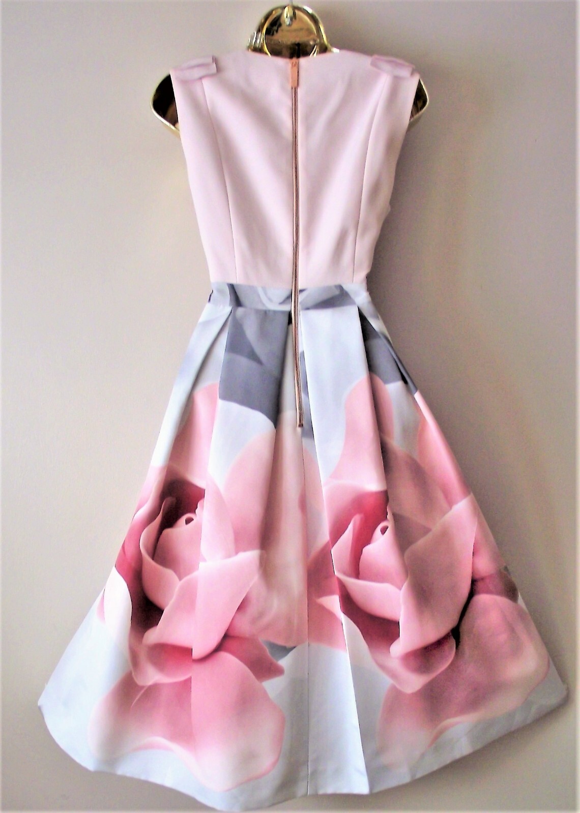 Bnwt Ted Baker Pink Riina Porcelain Rose Fit Flare Evening Dress 12 TB3*Bag Lstd