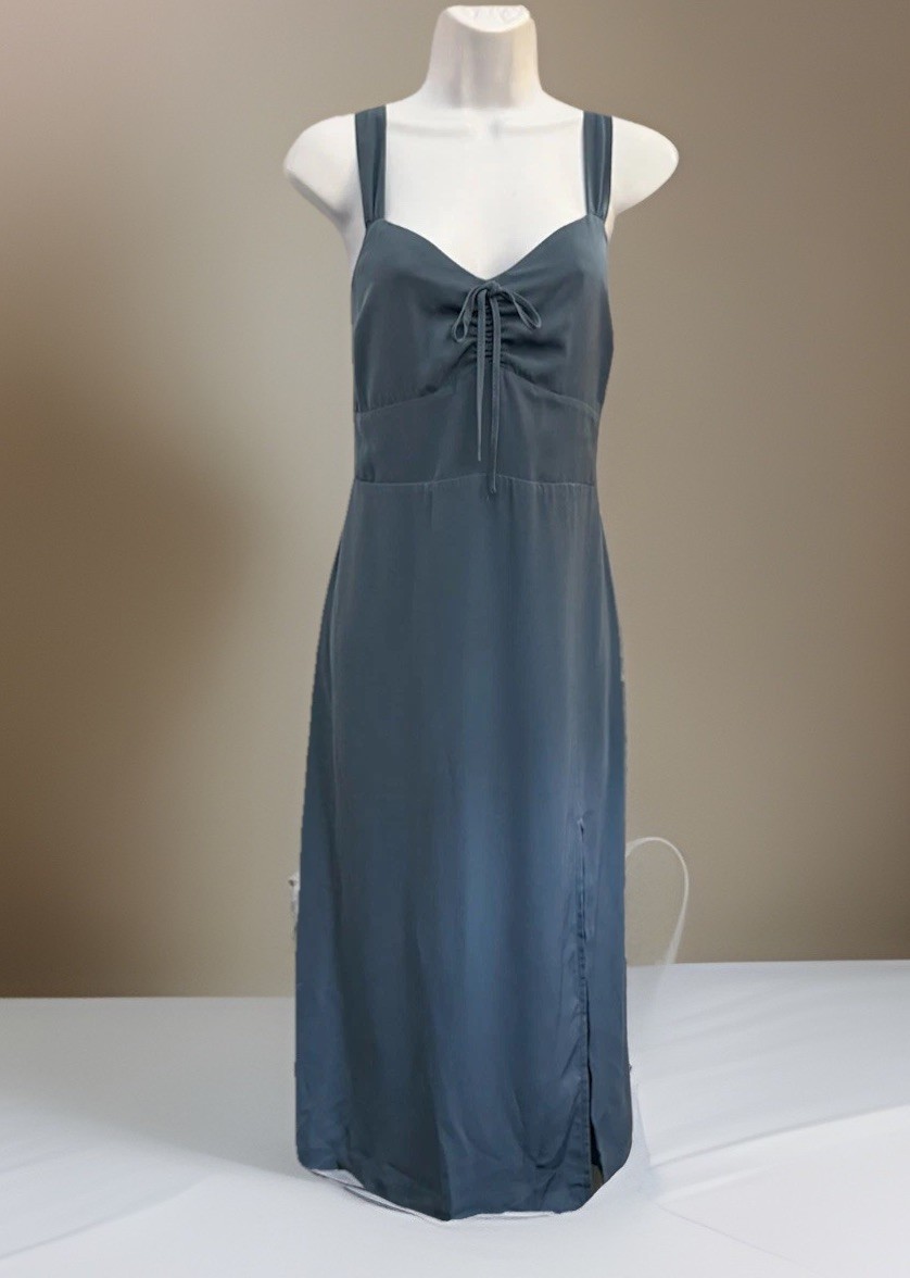 ABERCROMBIE & FITCH Midi Dress S Side Slit Cinched Bust Wedding Cocktail Lined