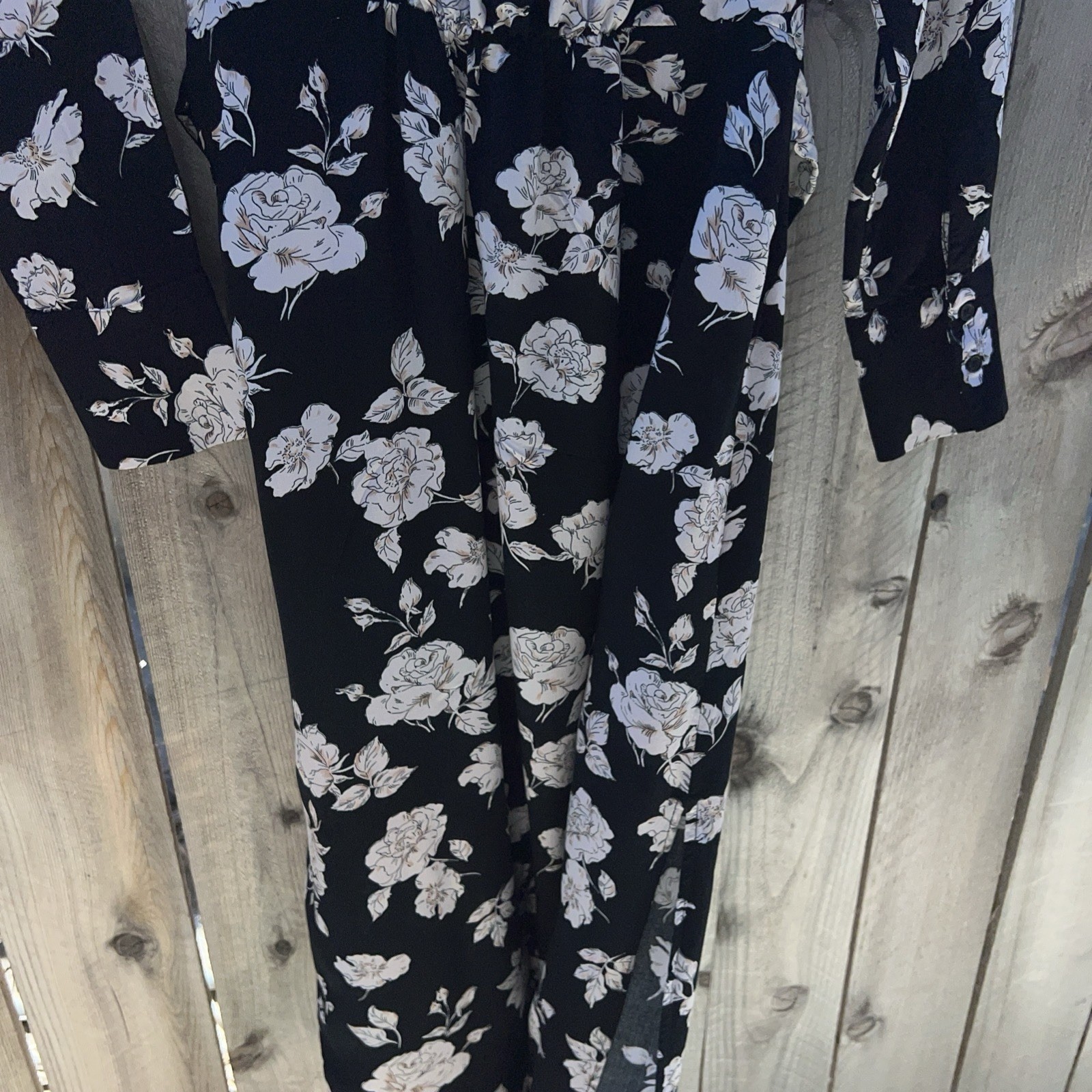 Mango MNG BLACK FLORAL VISCOSE SHIRT DRESS BUTTON DOWN XS/2