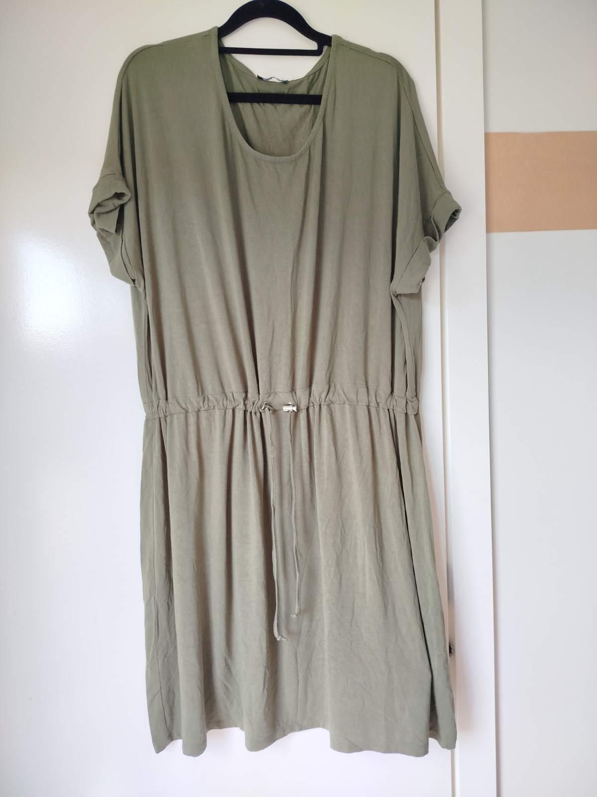 Olive green Dottie dress XL relaxed fit with drawstring tie waist