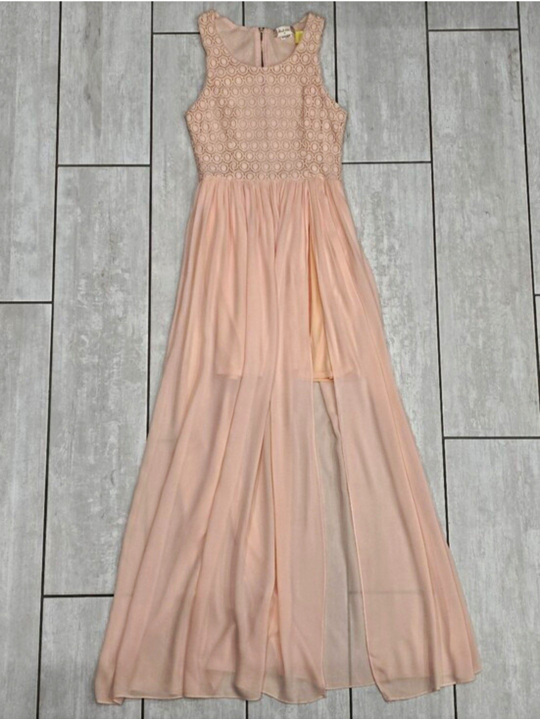 ALTAR’D STATE Beautiful Blush Pink Floral & Flowy High-Low Maxi Dress w/ Slit