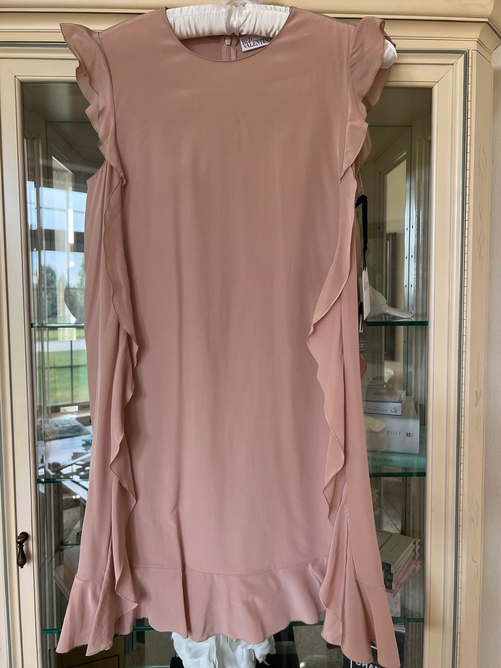 RED VALENTINO Pink Ruffle Silk Mini Dress Size 8 Feminine Boho Luxury
