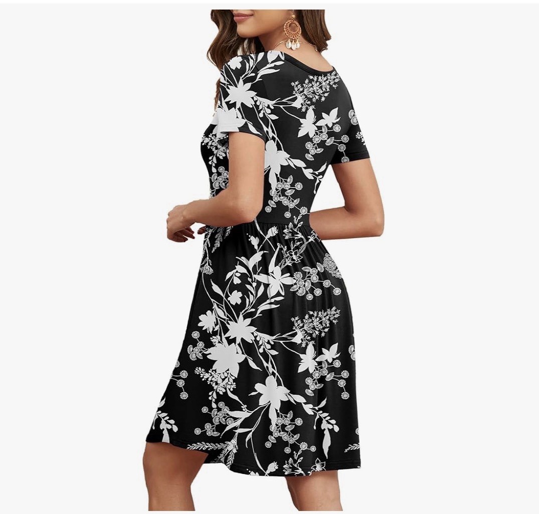 YVH Women’s 2026 Summer Shrt Sleeve Dress Casual Loose Fit Swing Sundress Medium