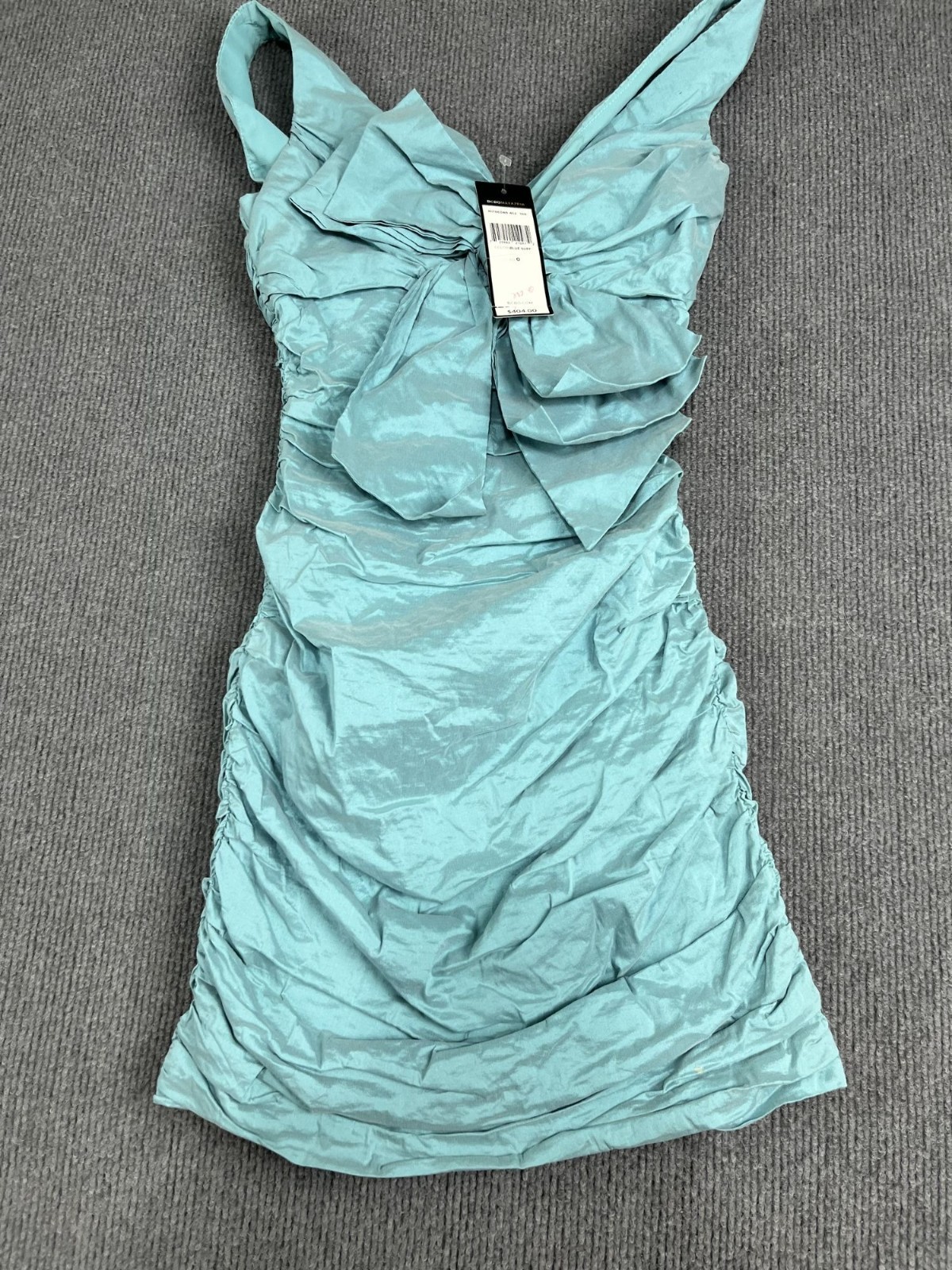 BCBGMaxAzria Womens Blue Surf Bow Ruched Cocktail Dress NWT 0
