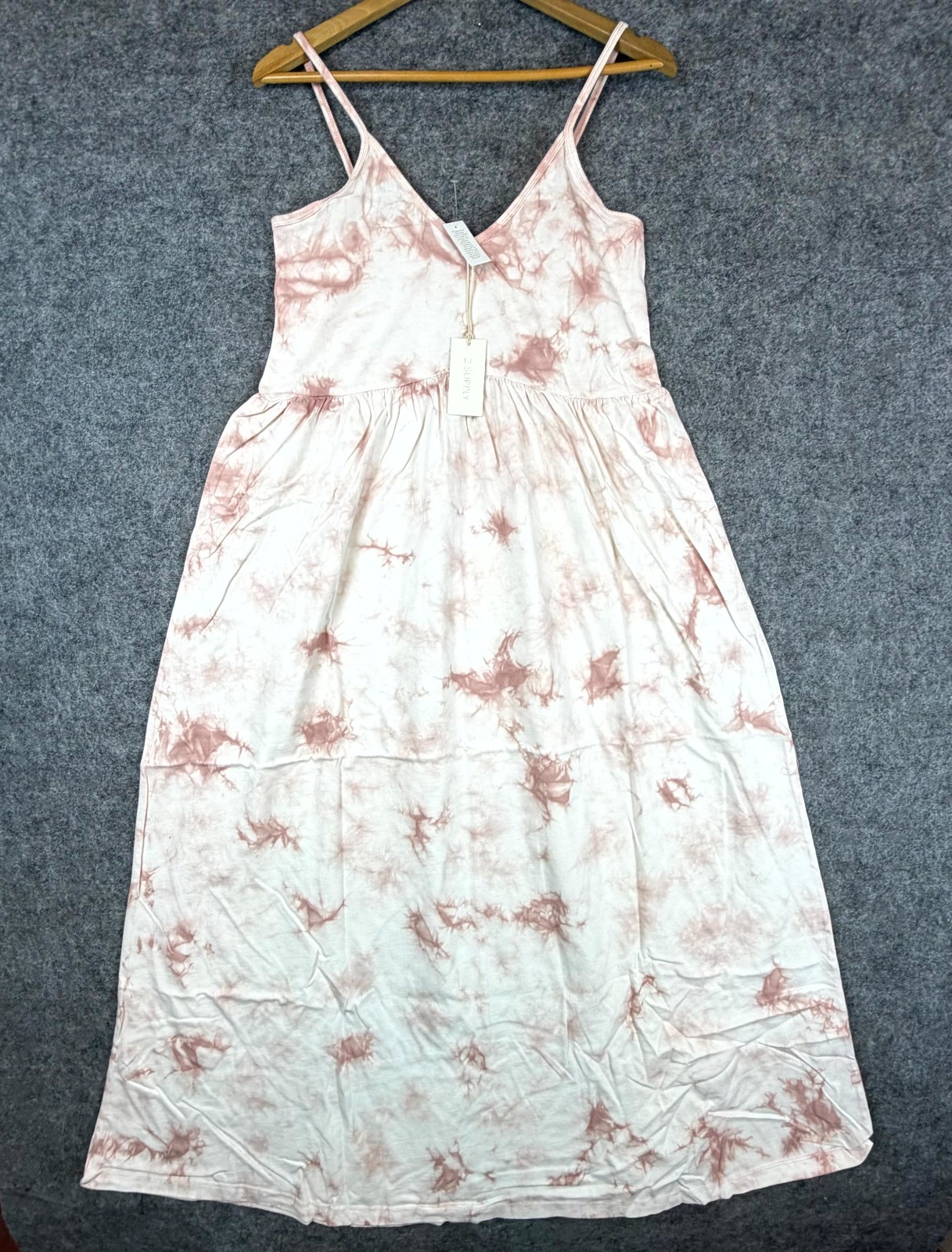 Z Supply Hazy Cloud Maxi Dress Womens Medium Pink Blossom Tie Dye Boho Lounge