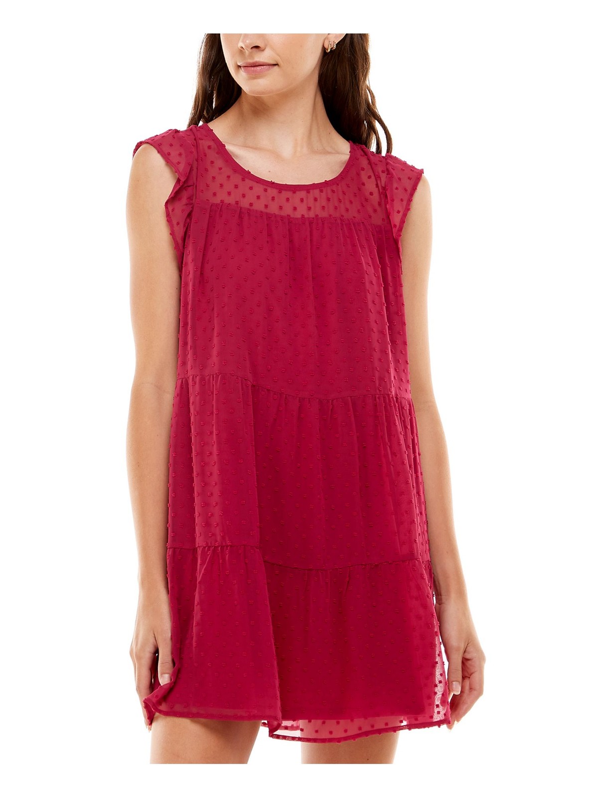 CRYSTAL DOLLS Womens Mini Dress Pink Cap Sleeve Pullover Styling Lined Juniors S