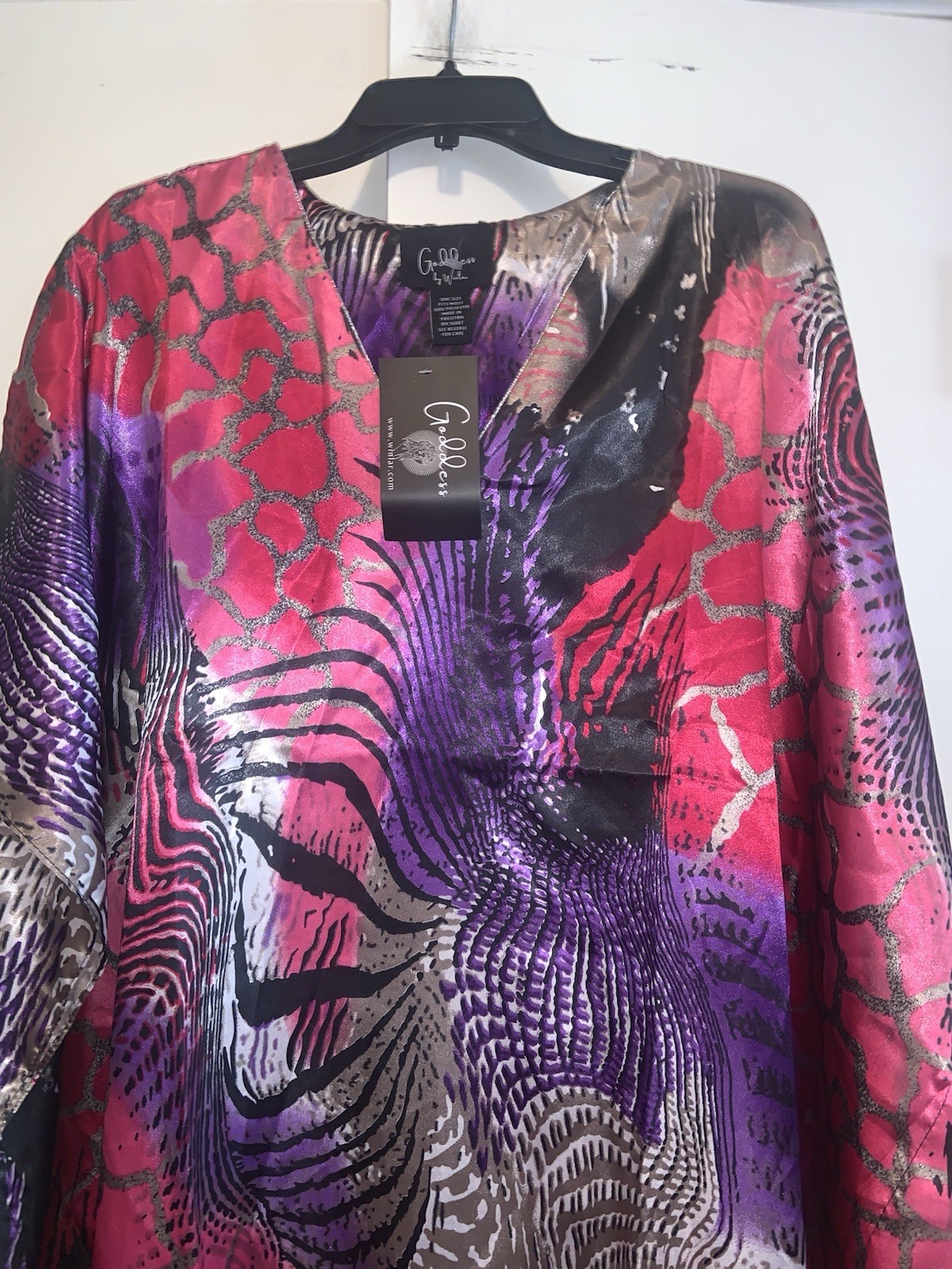 Goddess , Winlar long kaftan women satin dress one size Multi Colors