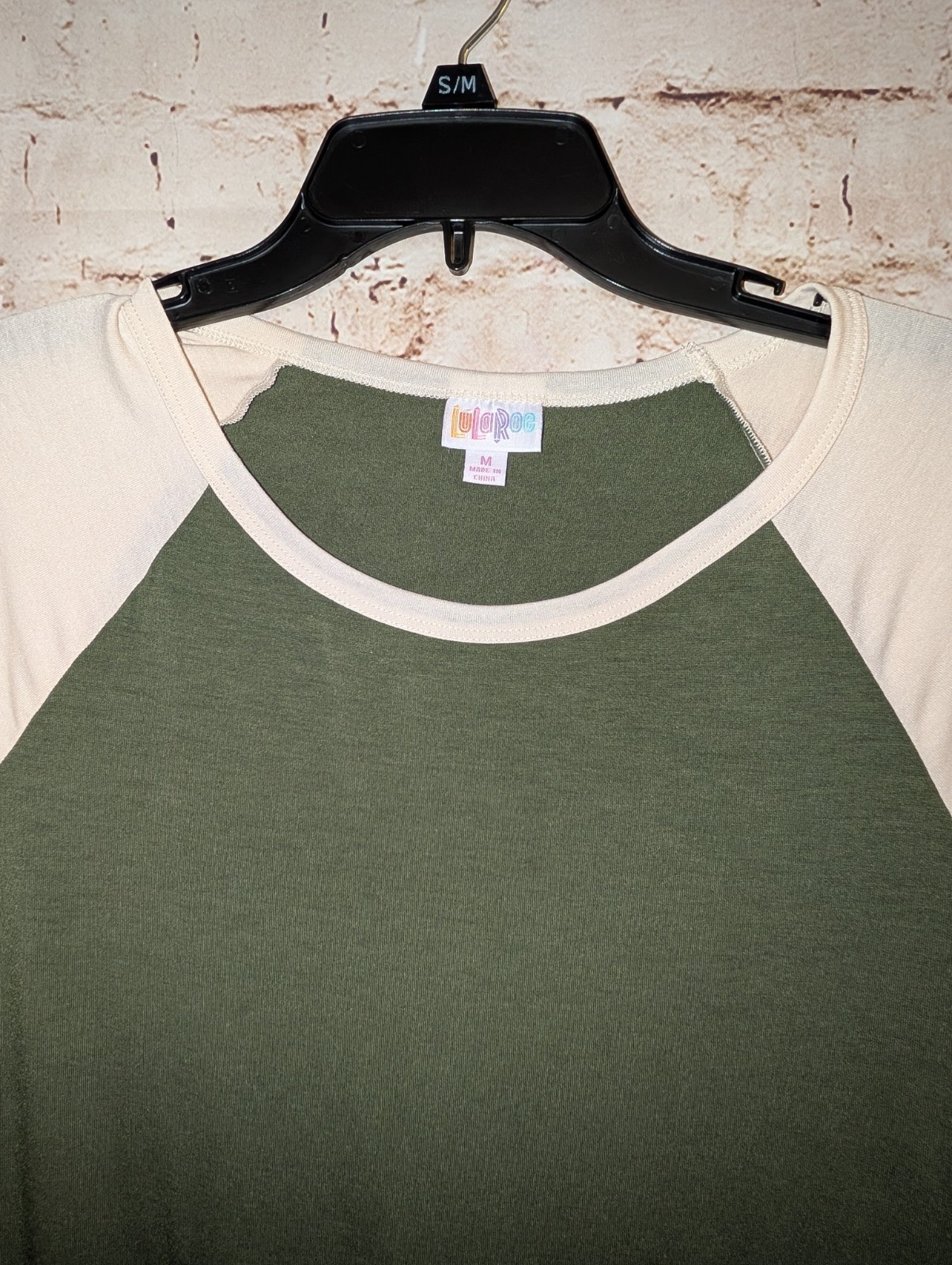 Lularoe Julia Medium Green Tan Raglan 3/4 Sleeves Women’s Casual Dress NWT